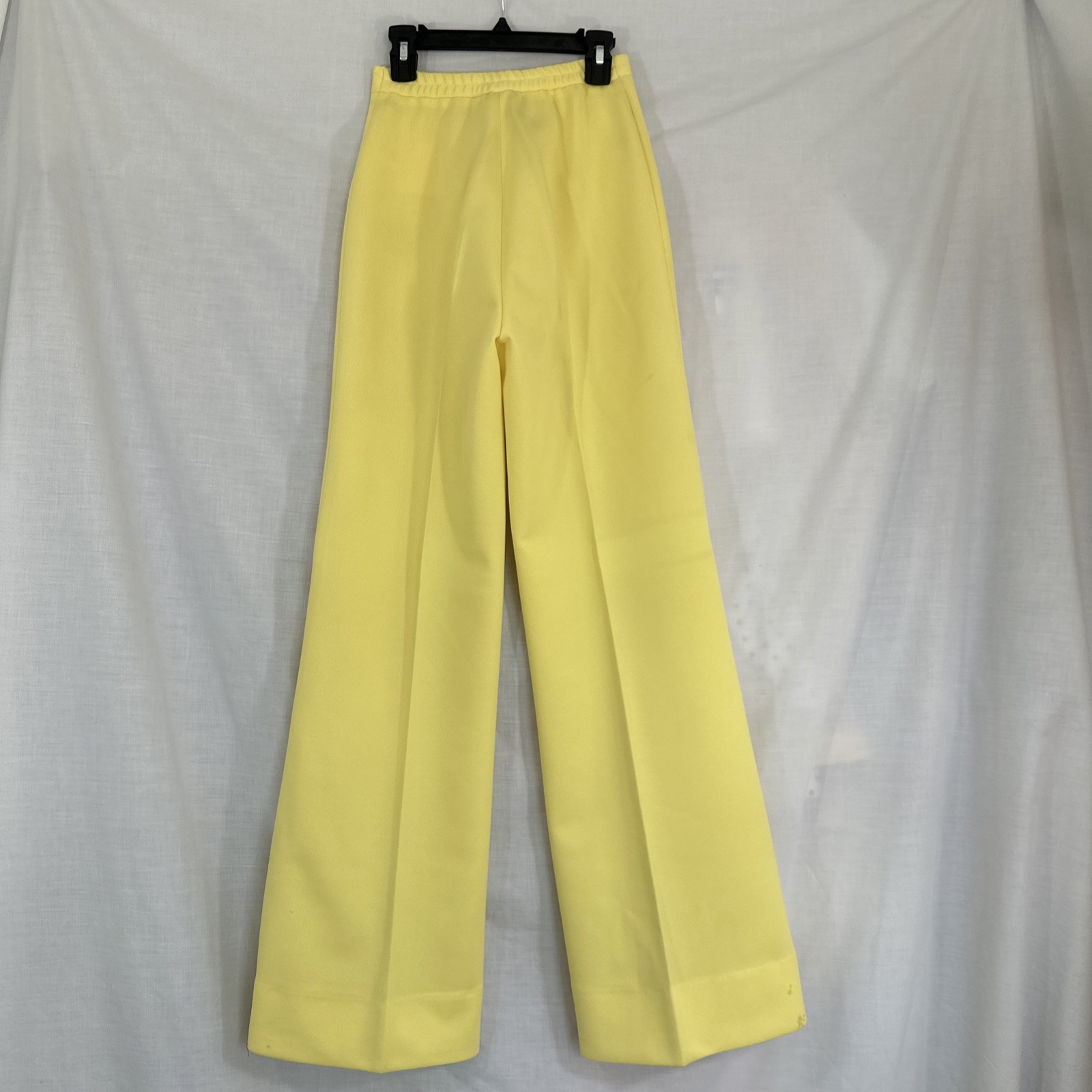 Rare 70’s XXS High-Waist Bell Bottom Pants Yellow Button Zip 22″Waist 30″Inseam