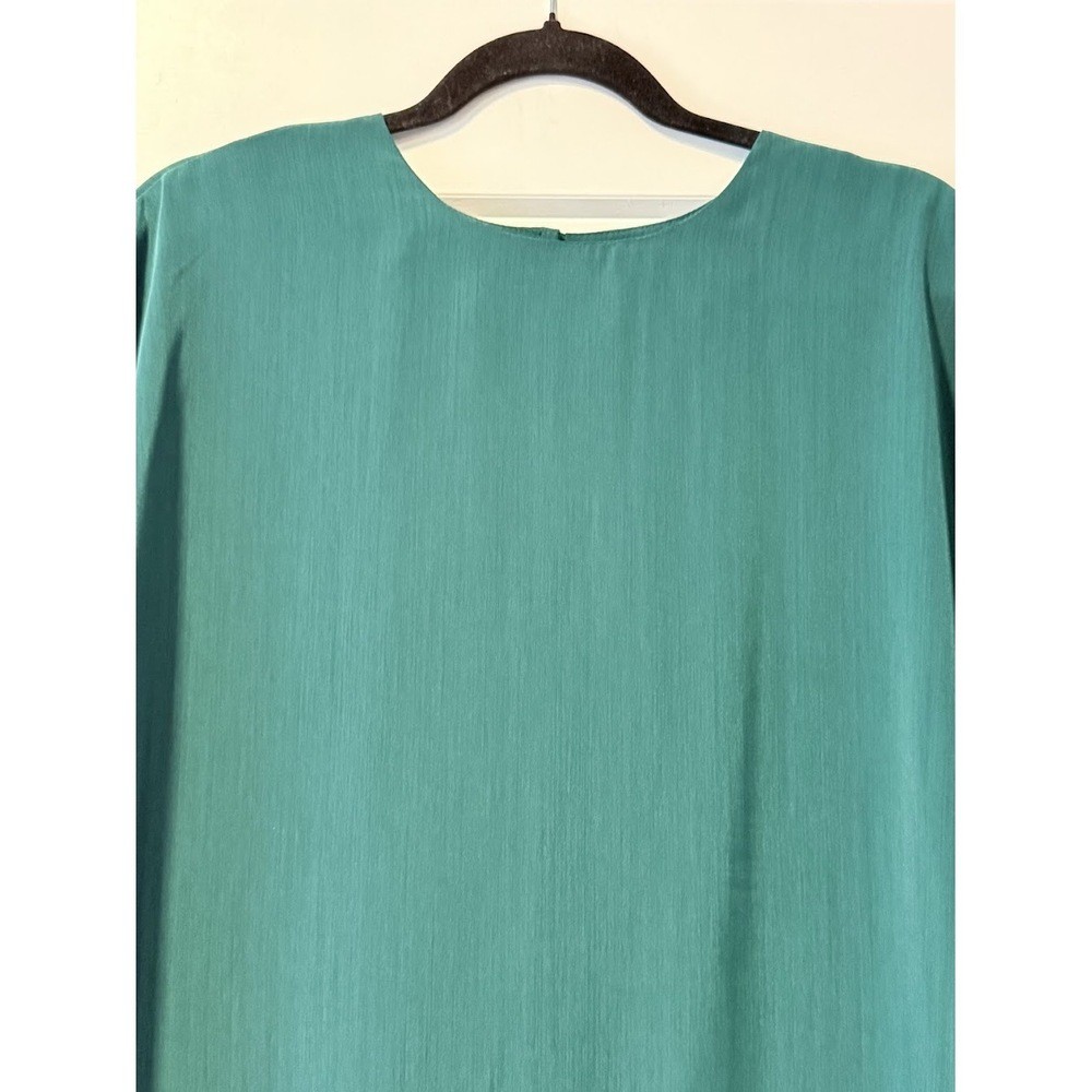 Vintage Bedford Fair Hunter Green Short-Sleeve Polyester Blouse Size 16