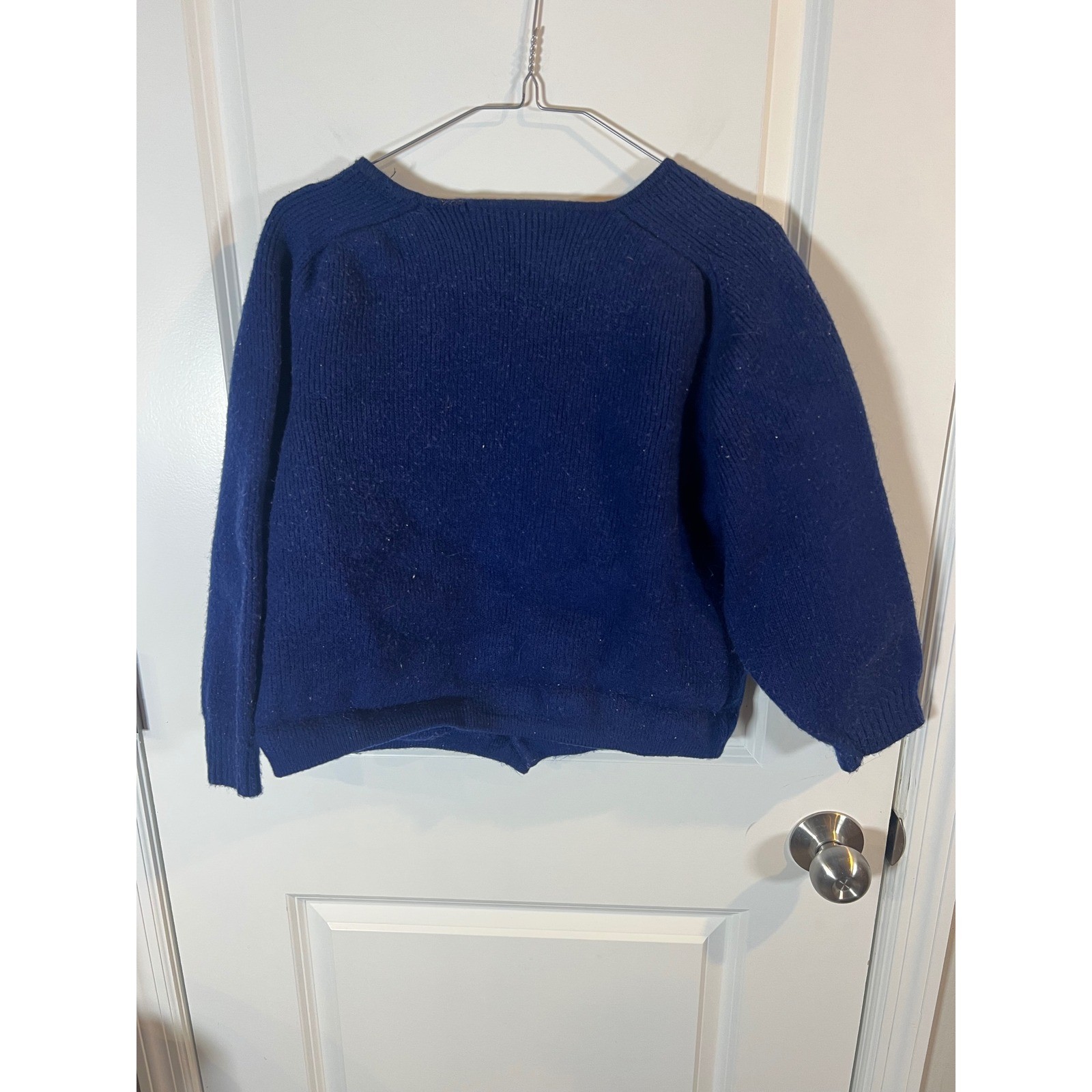 The Broadway Womens Cardigan 100% Wool Vintage Royal Blue Israel