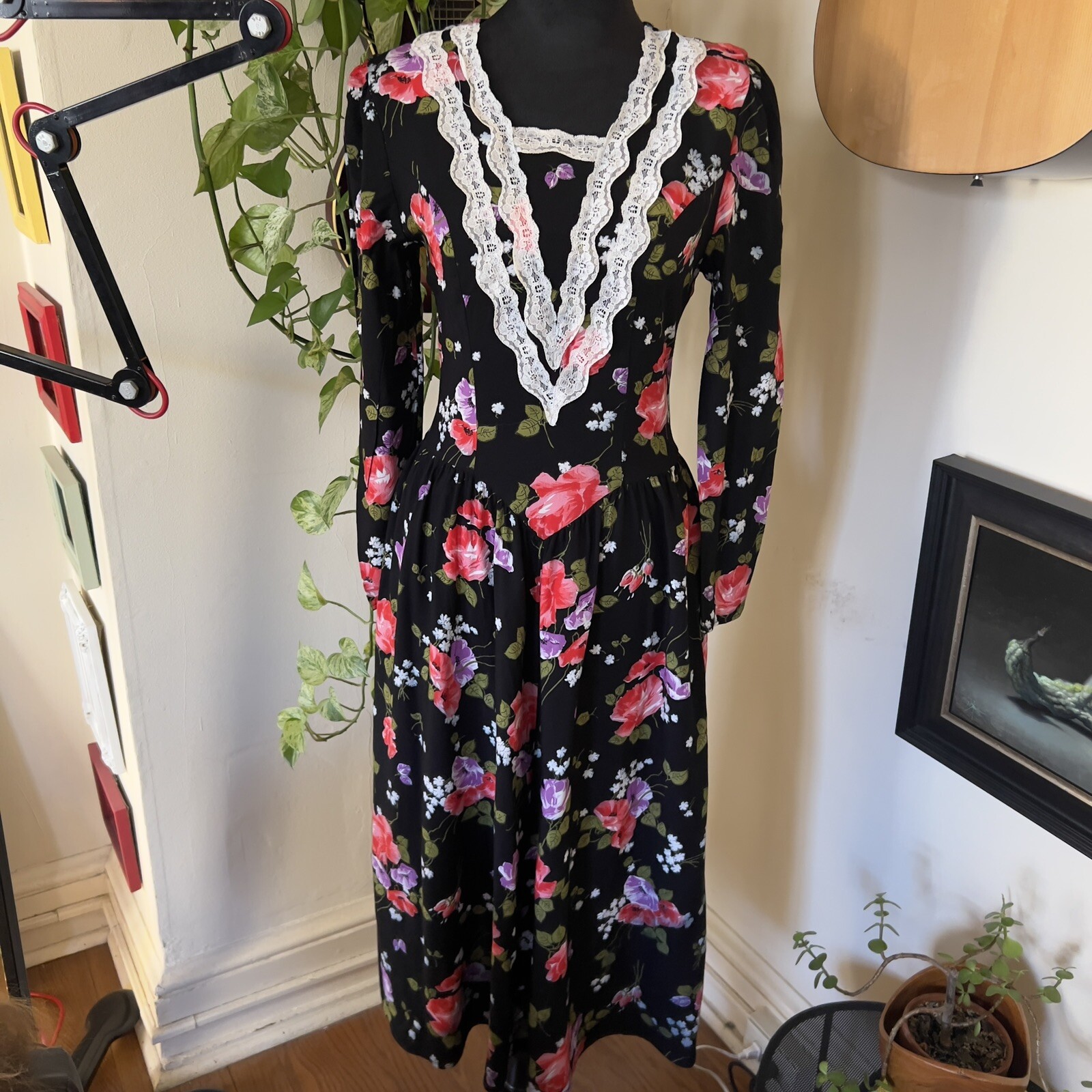Vtg 80s Blondie And Me USA Lace Bin Floral Dress – Size 7/8