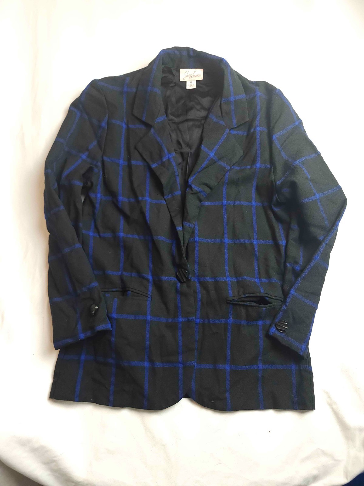 Vtg 80s 90s Jaclyn Smith Blazer 6 Plaid Dark Academia Corporate Goth Twee USA