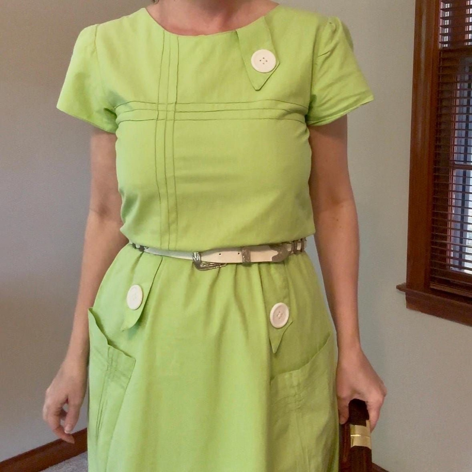 Vintage 60s Lime Green Mod MCM Pop Art Day Dress