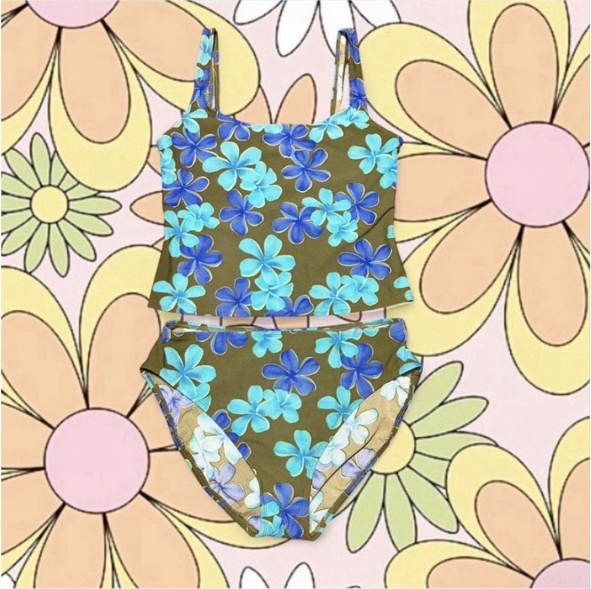 Vintage 90s Cole 2pc Tankini Swimsuit M