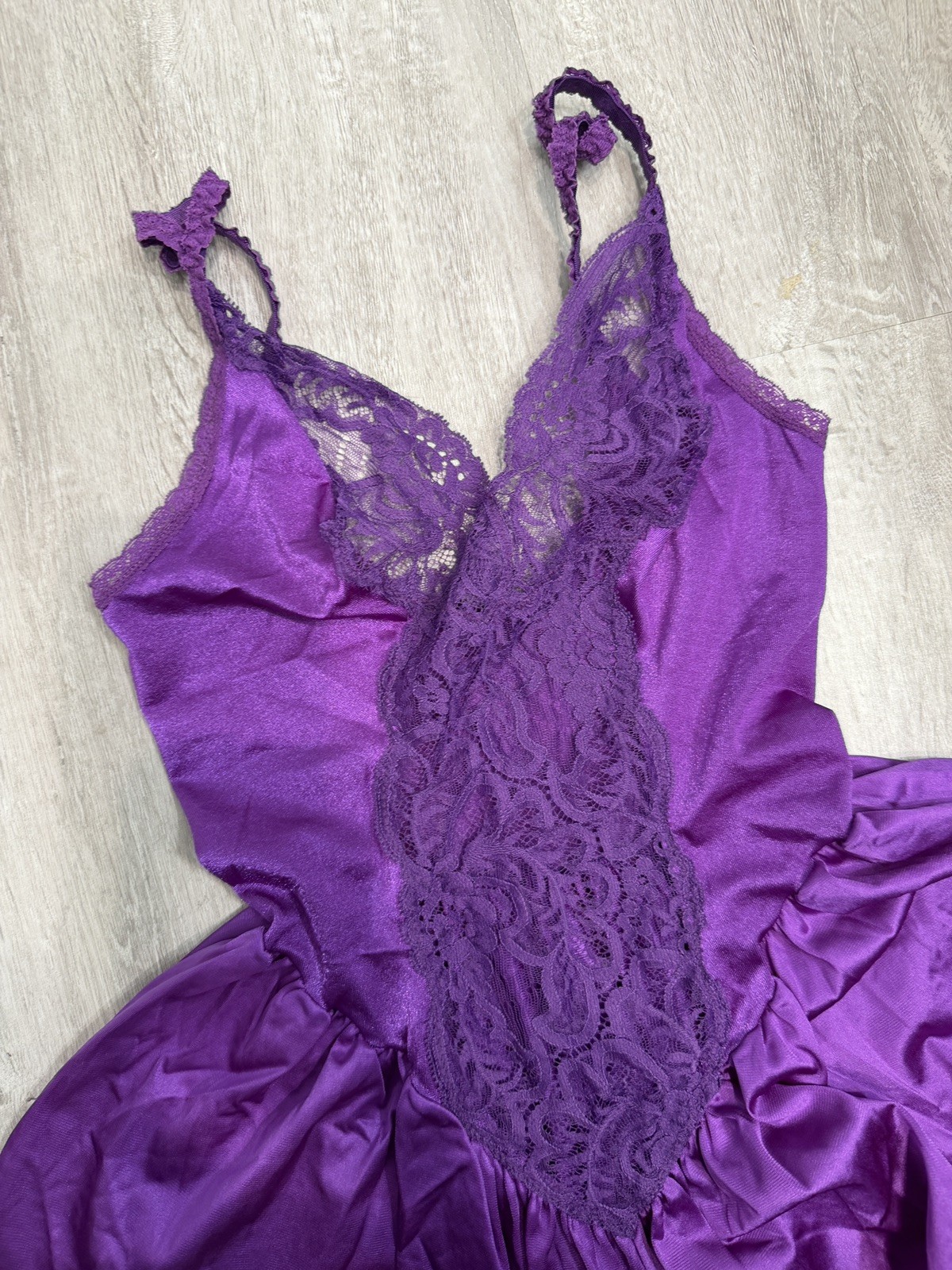 Vintage Lingerie Teddy Playsuit Romper Babydoll Purple Lace OLGA Small