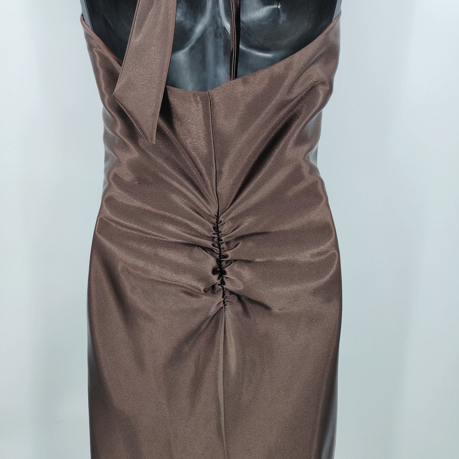 Vintage Jessica McClintock Chocolate Brown Satin Halter Gown Size 5/6