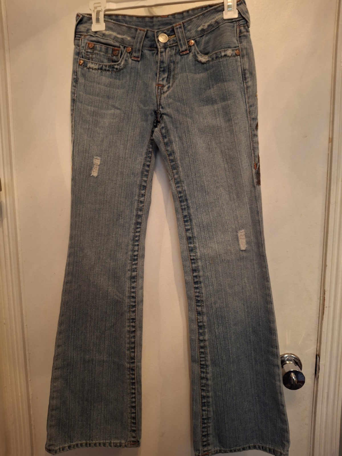 VTG TRUE RELIGION Y2K Bobby Flare Embroidered Lady Godiva Medium Wash Jeans 26