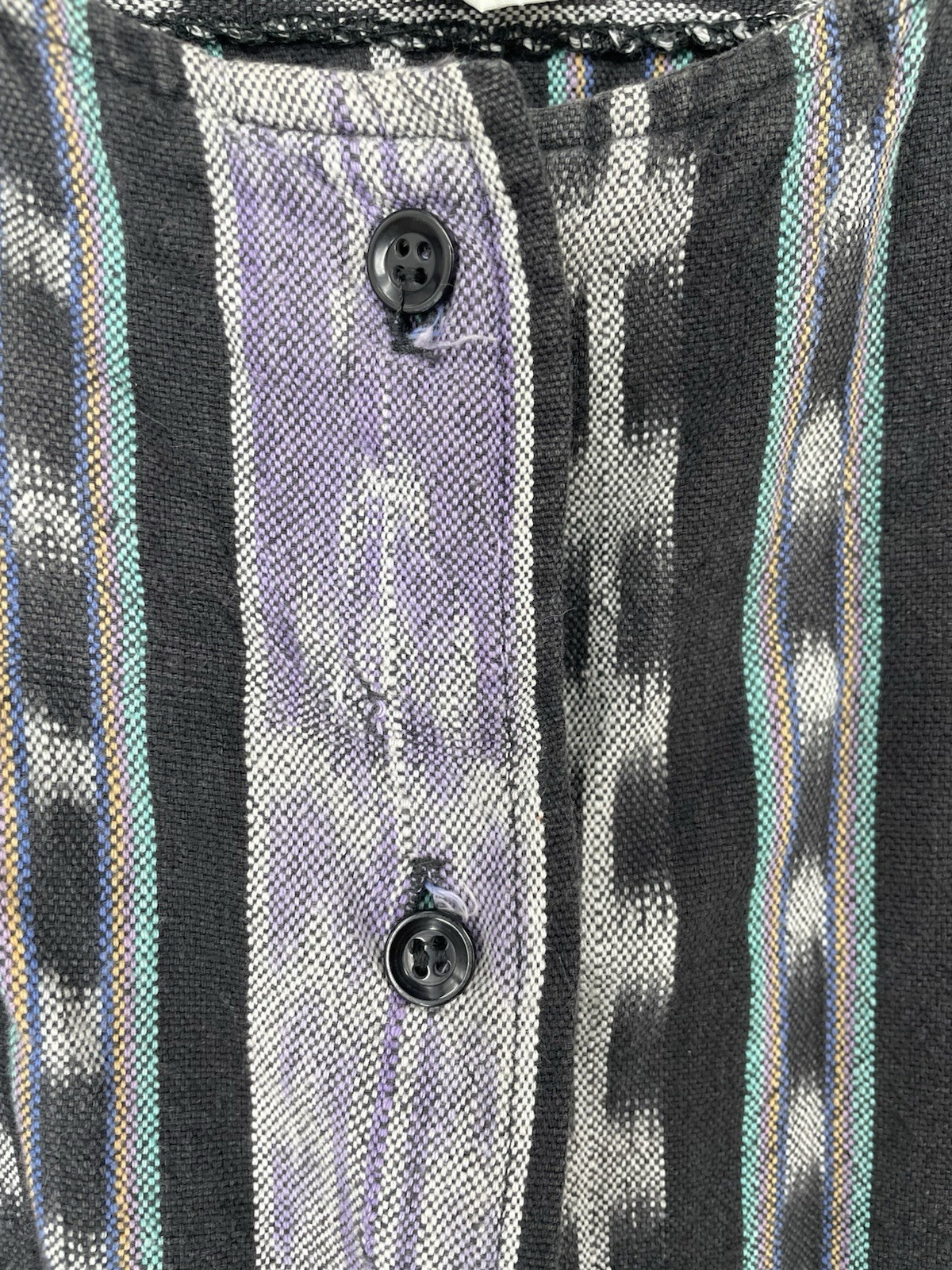 Vintage 80s Ikat Aztec EL HUARACHE Hand Woven Cotten Hippie Boxy Shirt Top med
