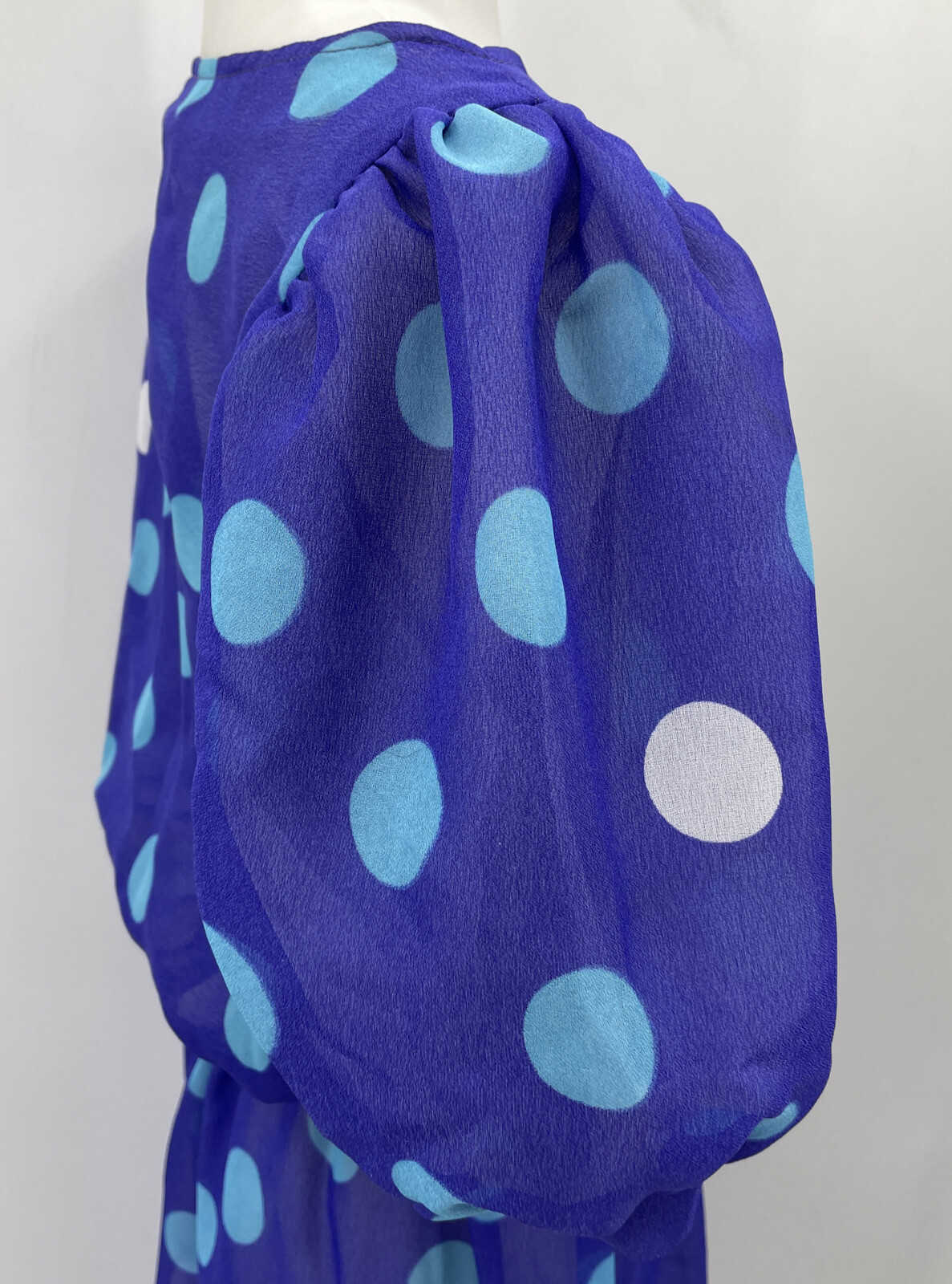 Vintage New Raves Dress Polka Dot Puff Sleeves Totally 80s Rad New Wave Purple