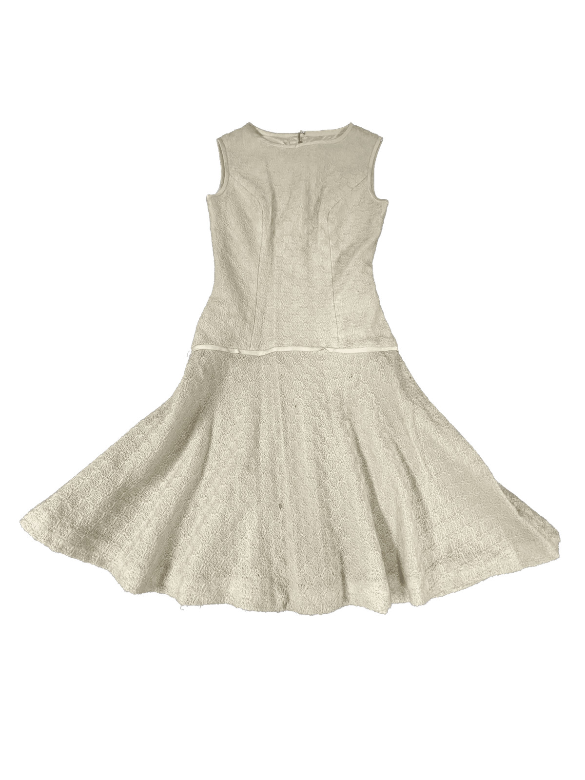 Vtg Parfait Originals Womens Dress 9 Cream Ivory Lace Drop Waist Mod 60s Flared