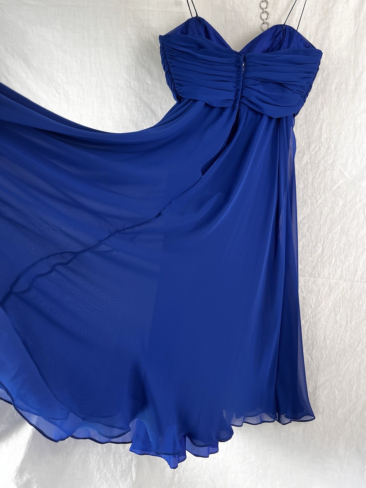 Vintage Dress Pamela Edwards Blue Size 8 Babydoll Layered Flowy Formal Midi Gown