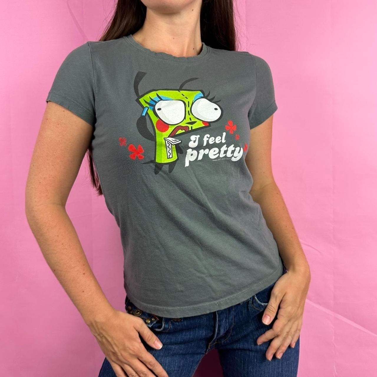 Y2K Invader Zim I feel Pretty women XL Mighty Fine Baby Tee T Shirt USA