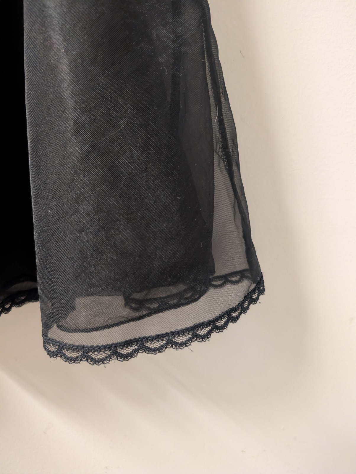 Vintage Je T’Aadore Black Double Nylon Babydoll Nightie Stretch Lace Bodice S/M