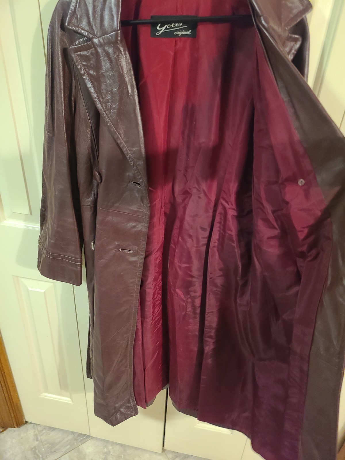 Vintage Golet Leather Coat Womens Sz 12 Dark Red Mid Century 50s 60s Gole’t