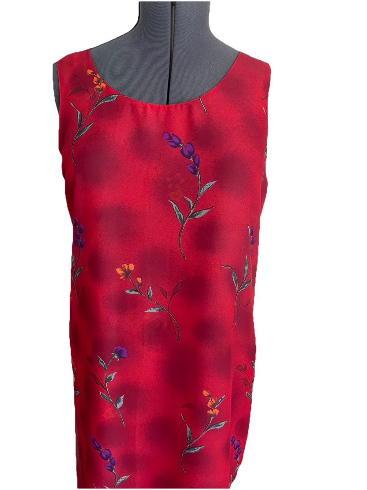 Vintage Impressions of California Reversible Floral Dress Red Blue Women’s M