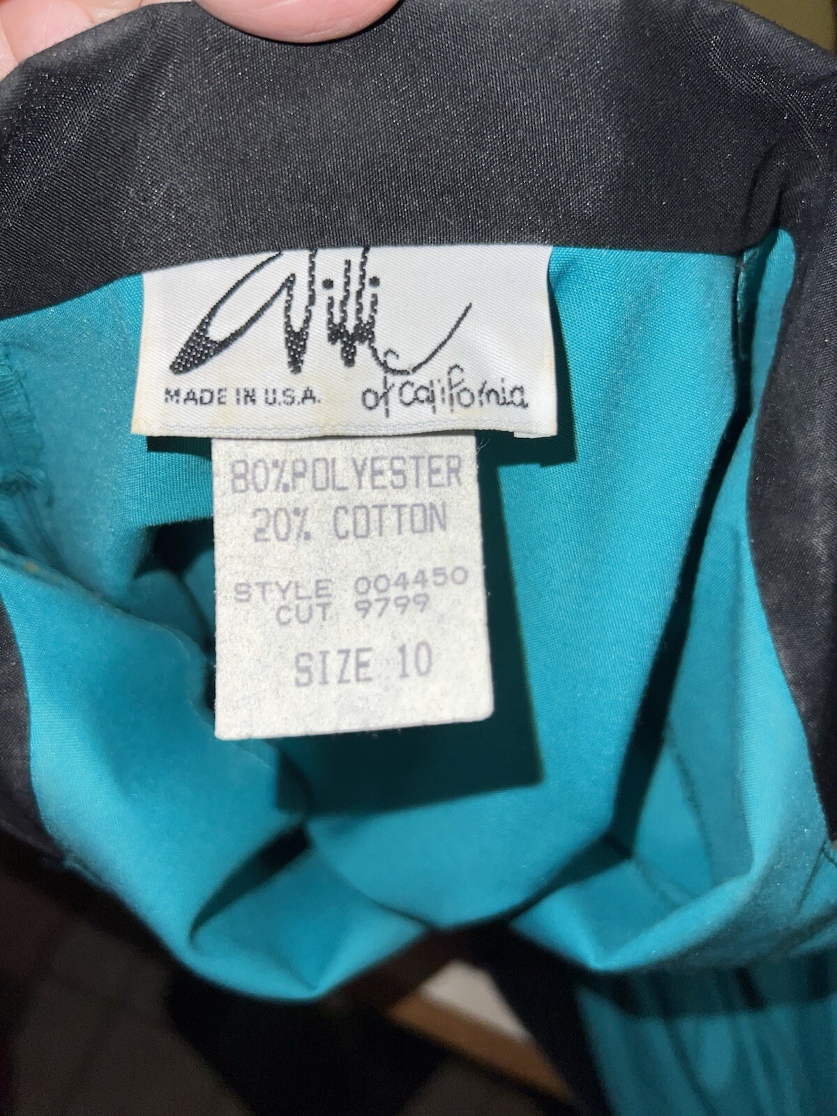 Vintage 1980’s Teal Shirt Dress Shoulder Pads Geometric Excellent Condition