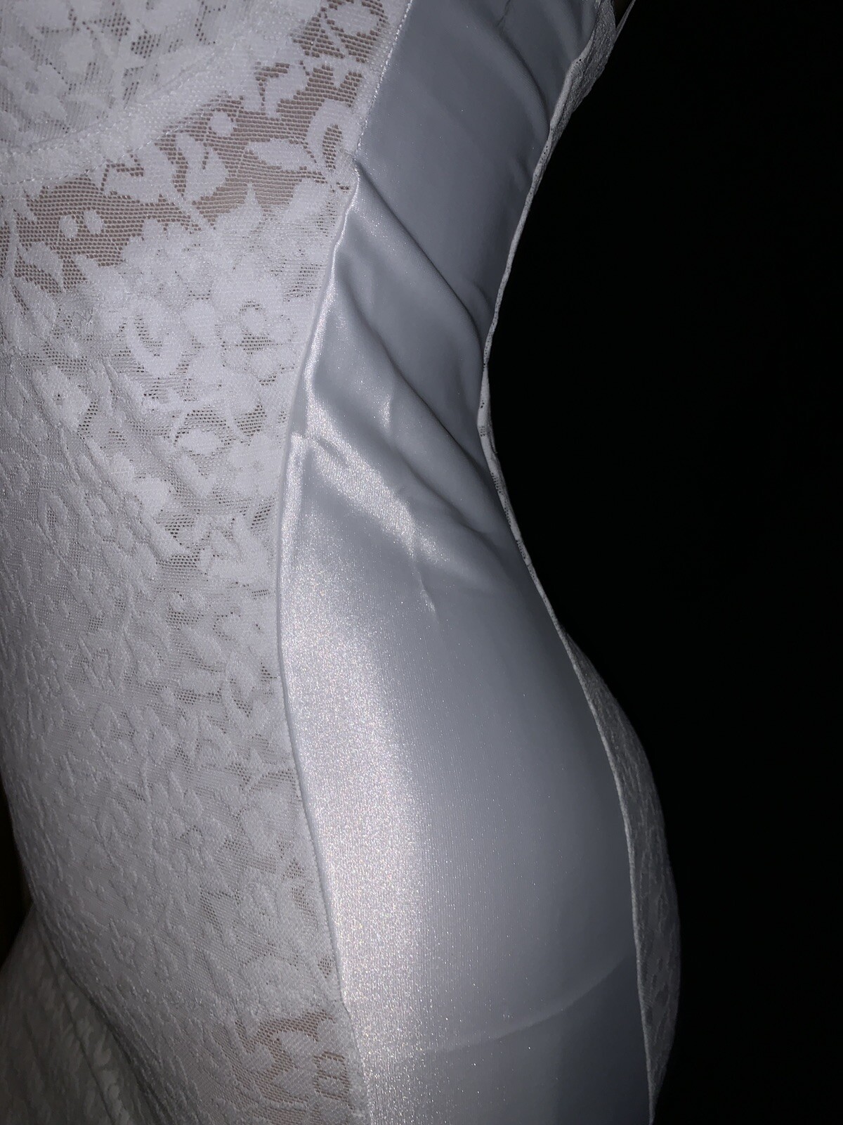 38 DD NOS VTG Satin Lace Bra Girdle Full Slip Spandex One Piece Body Shaper