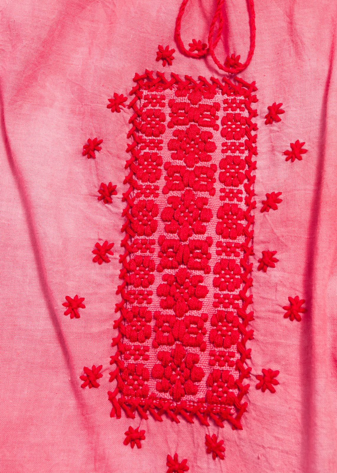 Vintage 30s Pink Hungarian Folk Embroidered Peasant Blouse Women Boho Top S