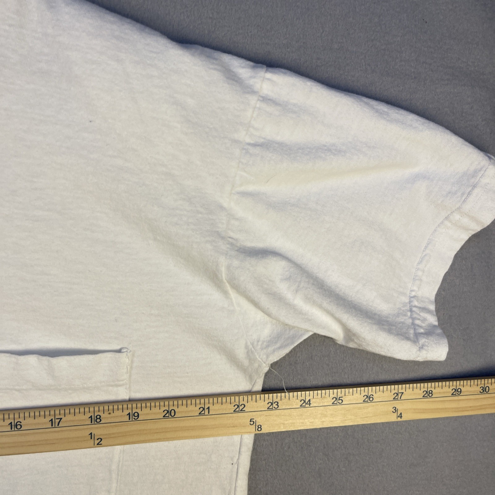 Vtg 80s Express Campagnie Internationale Padded Shoulder Pocket Tee White USA