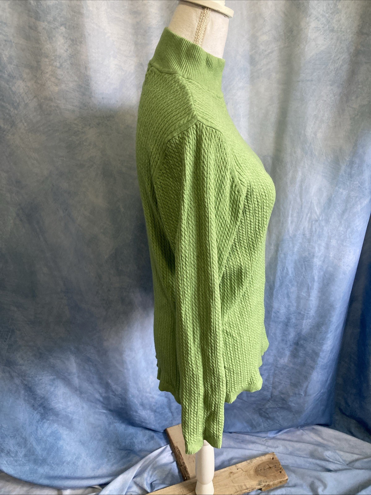 Vtg Y2K Charter Club Women’s 2X Ribbed Turtleneck Sweater Green Rayon Nylon GUC