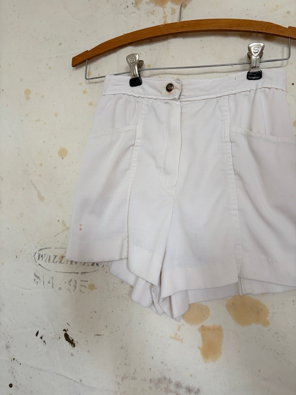 1970s Court Casuals High Waist White Tennis Skort Shorts Stretch Twill Patina 24