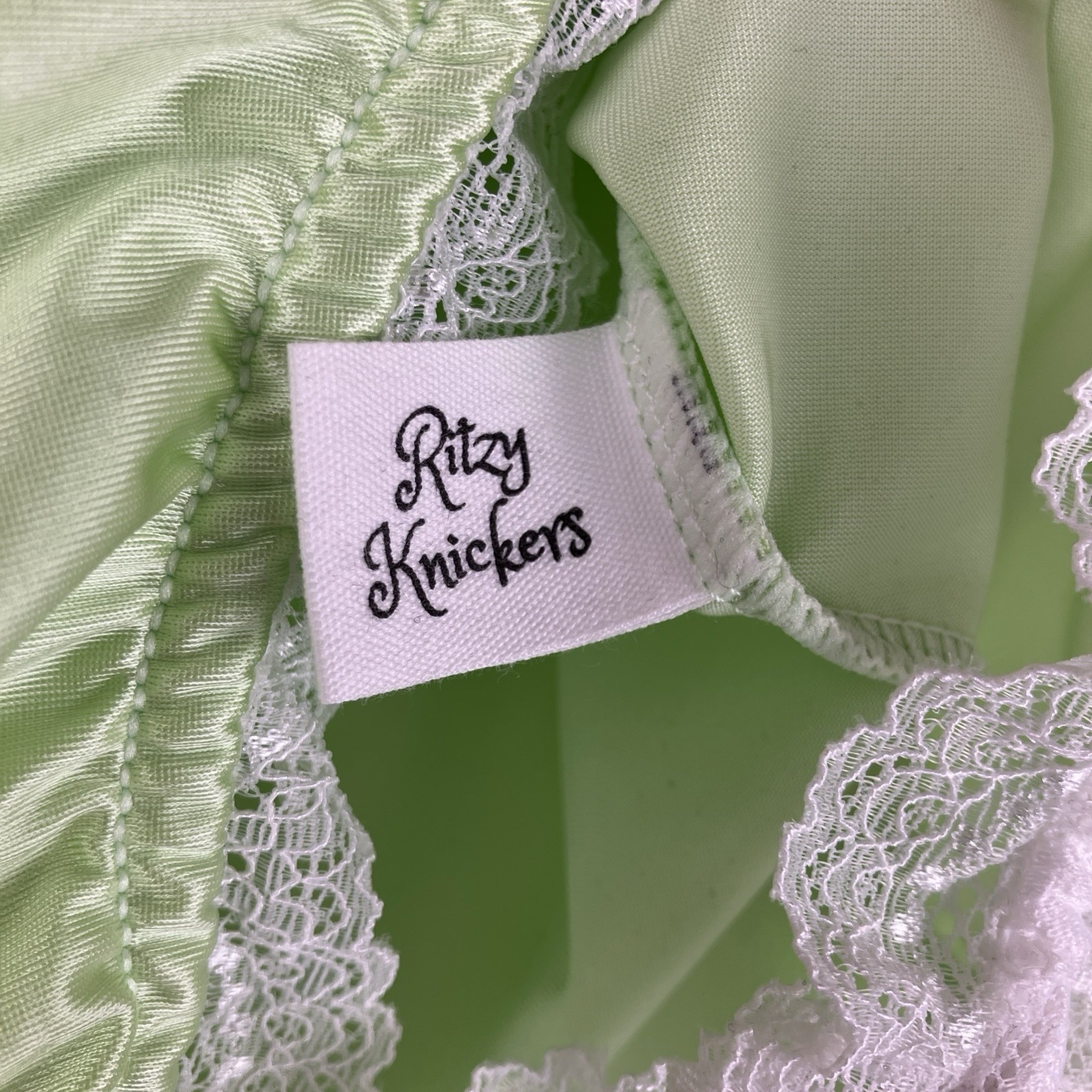 2x 3x Mushroom Gusset Panty Silky Nylon Satin Lace Brief Sissy Vintage styl