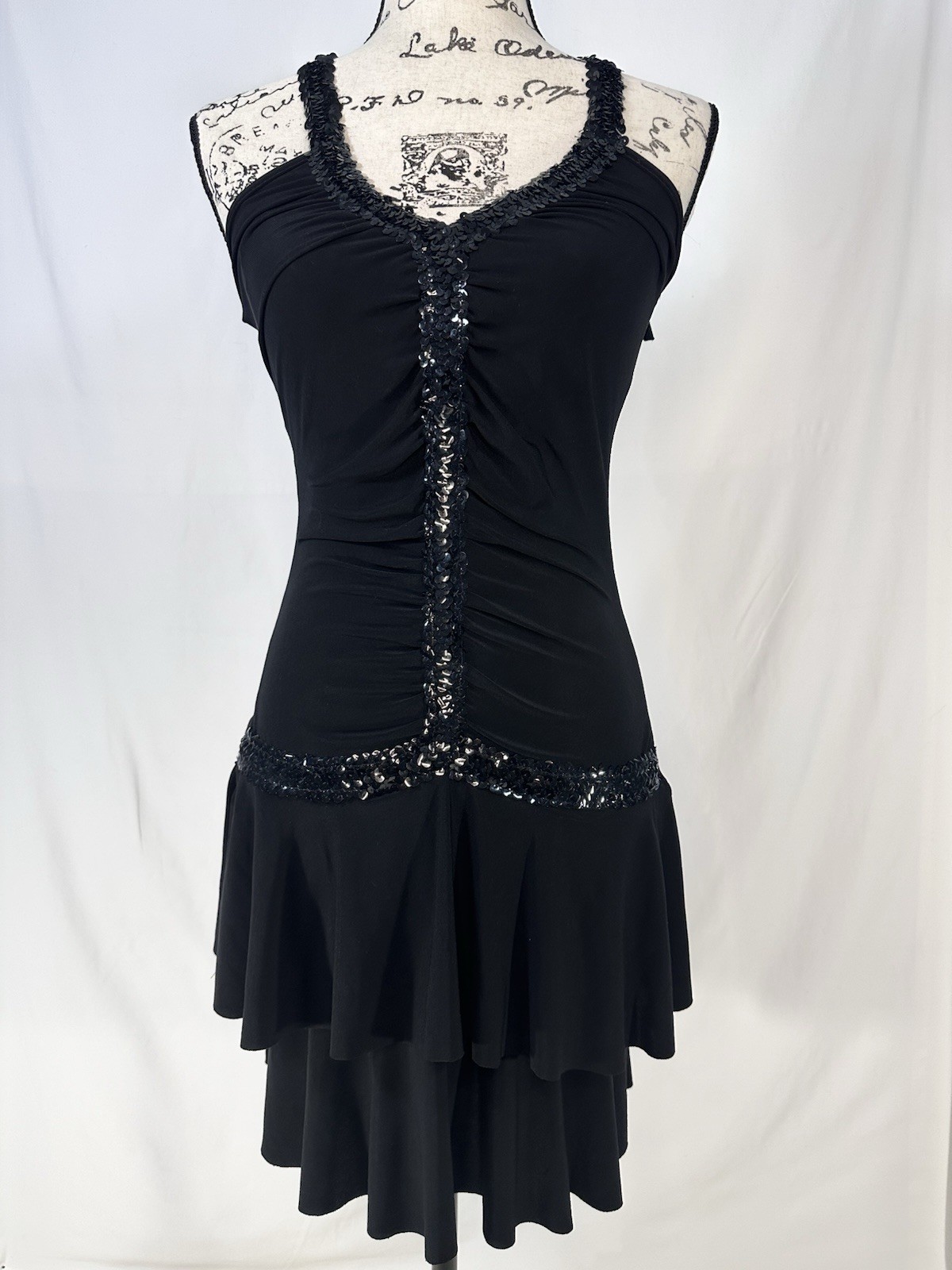 Vintage Y2K Lipstick Dress Small Sequins Ruffles Fairy Black Emo 90’s Clubwear