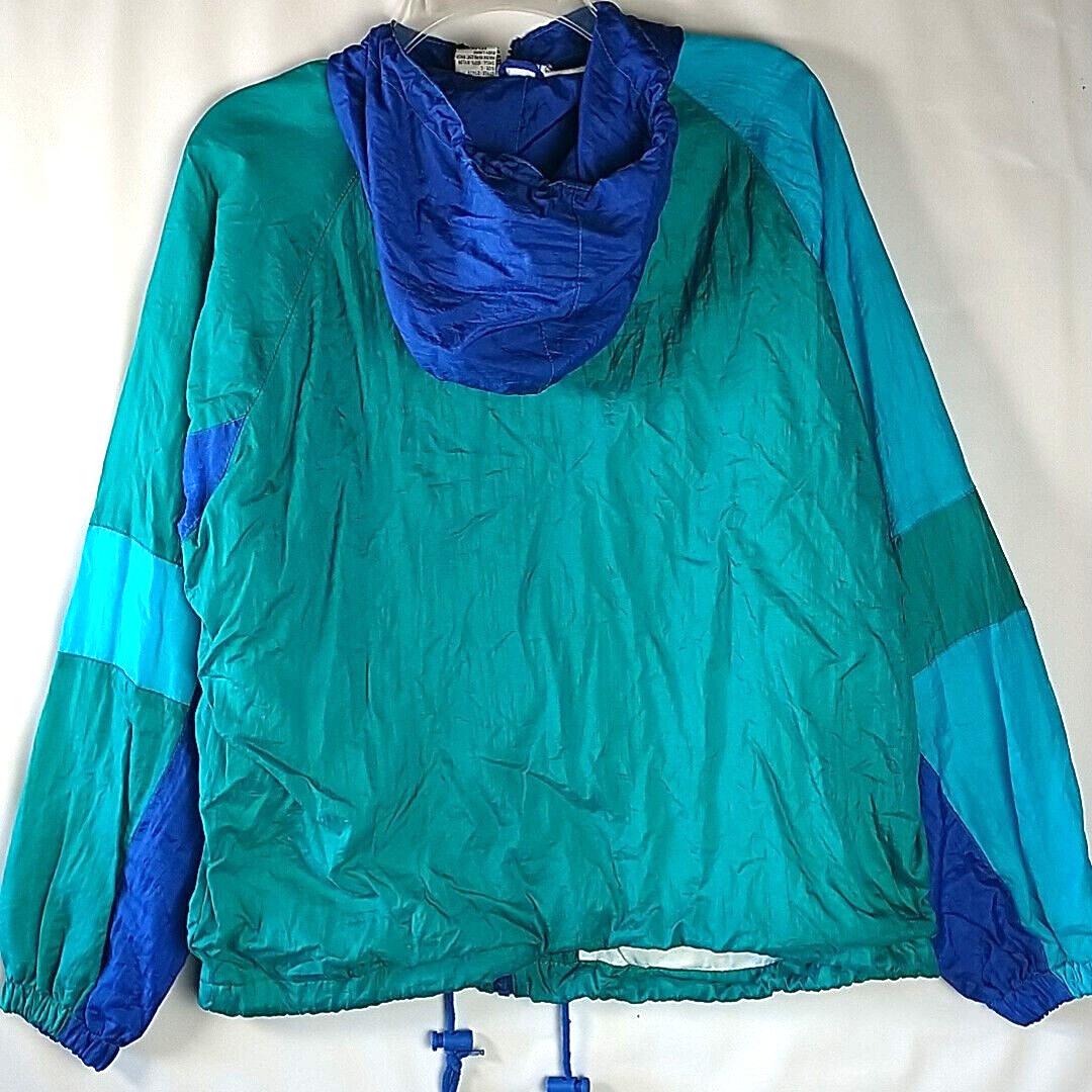 Pro Spirit Size L Color Block Windbreaker Hooded Sporty Jacket Retro Full Zip