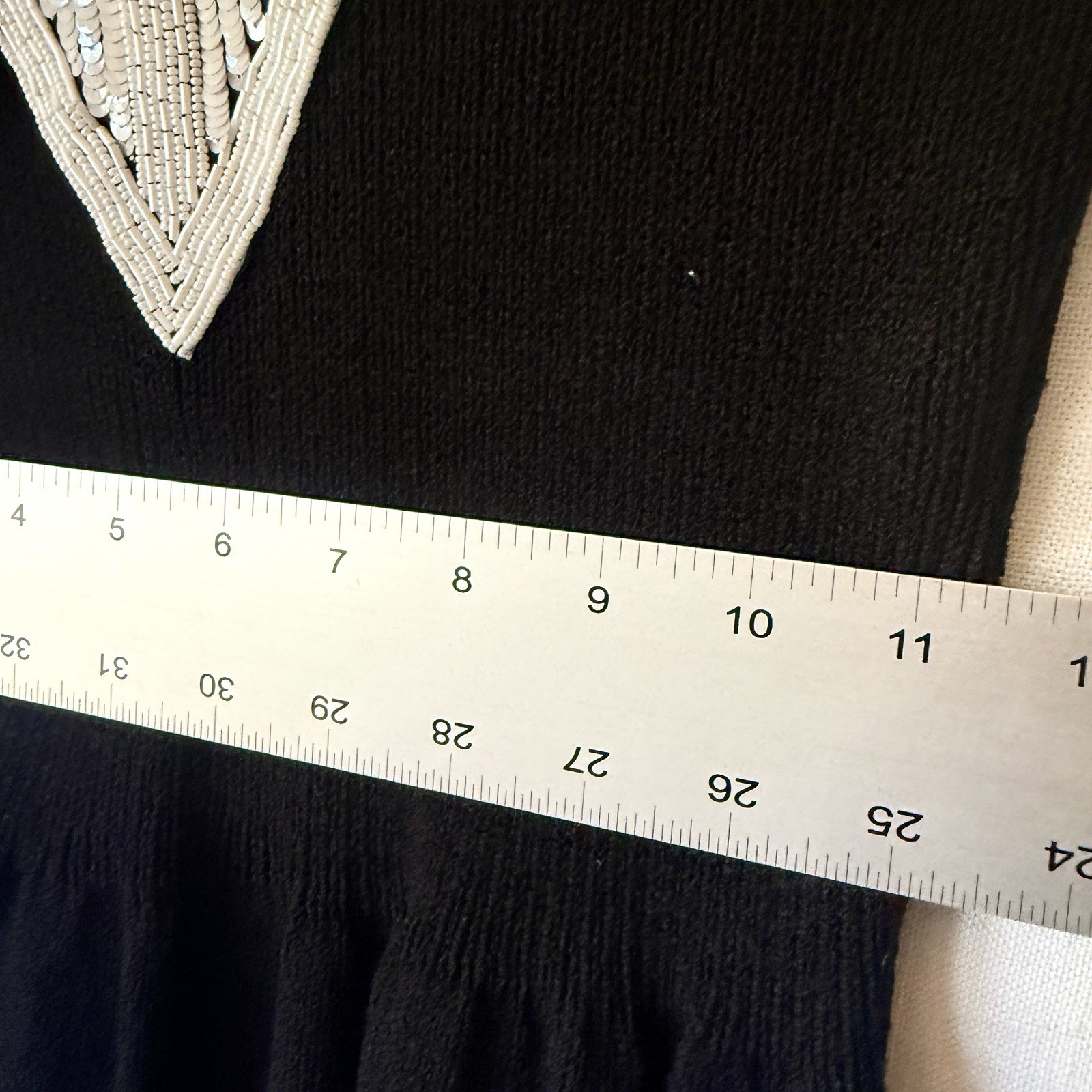 Vintage Saks Fifth Avenue Pat Sandler Wellmore Beaded Sequin Knit Dress 8 Black