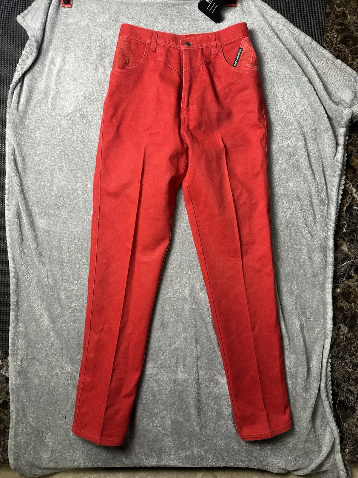 VTG Rocky Mountain Clothing Co Red High Rise Western Jeans Leather Trim 31/11