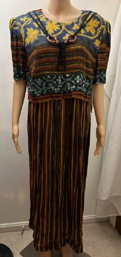 KSL Karin Stevens Vintage 80s NWT Women’s 14W Multicolored Layered Maxi Dress