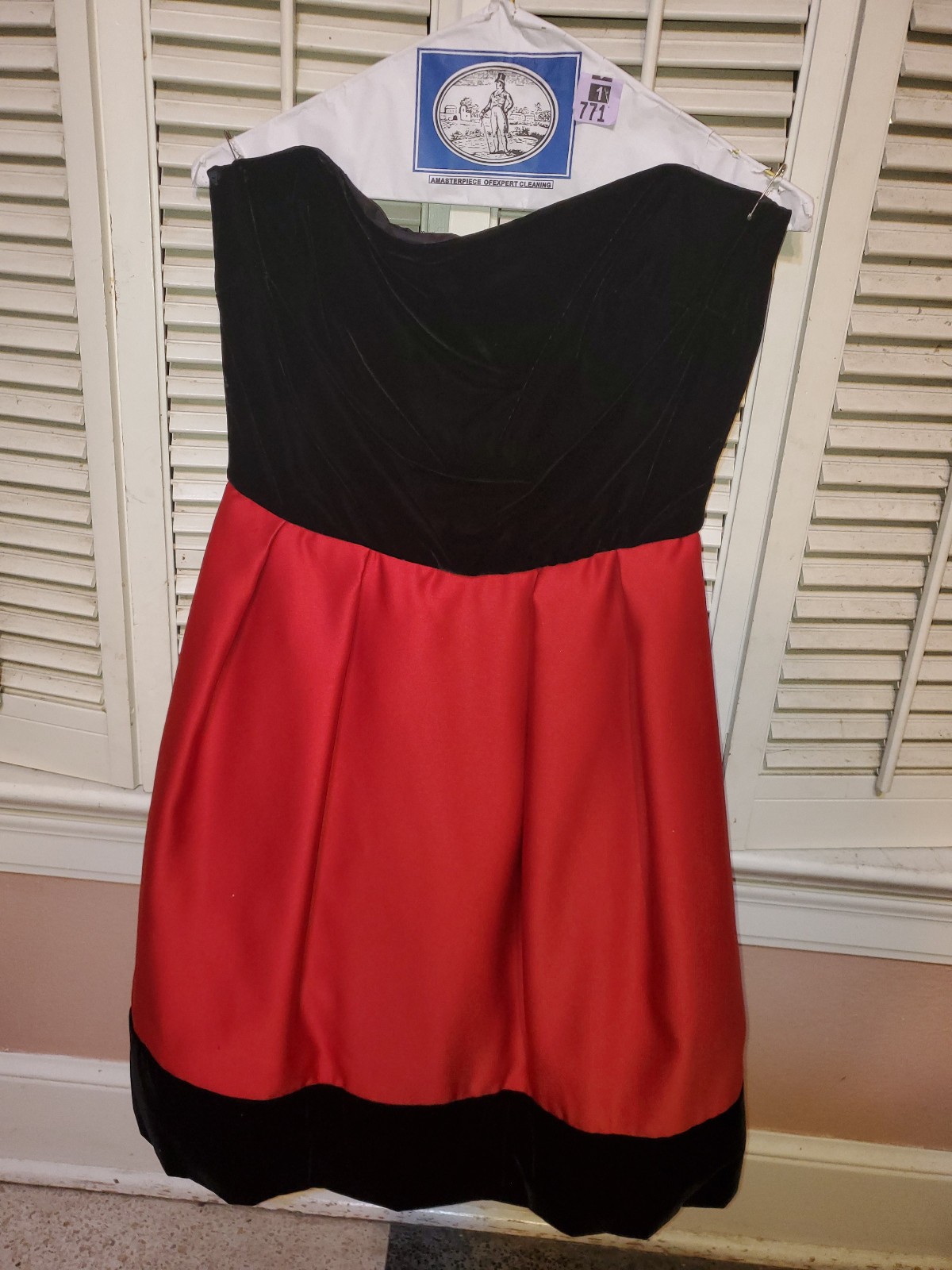Vintage ESTEVEZ Strapless Cocktail Dress – Black/Red – Excellent Condition