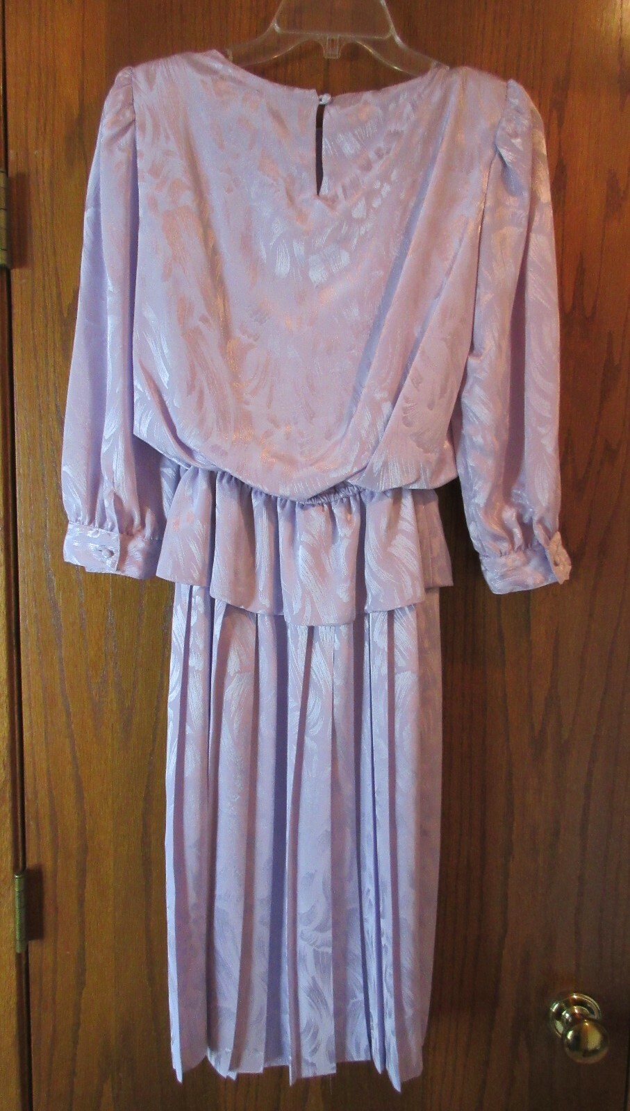 Vintage 80’s Lavender Blouson Dress Sz 6 Petite Peplum Pleats Dim the Lites