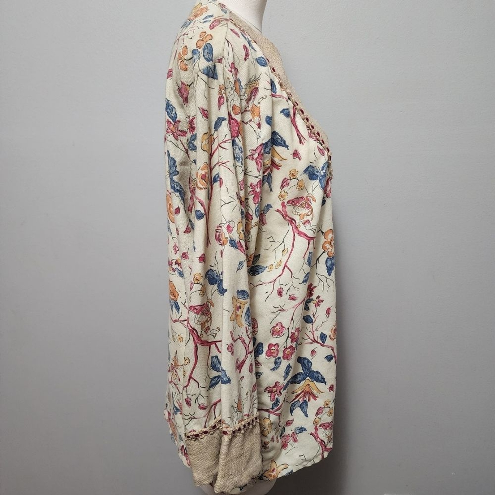 Vintage Kennington California 60s-70s floral cotton blend jute tunic size large