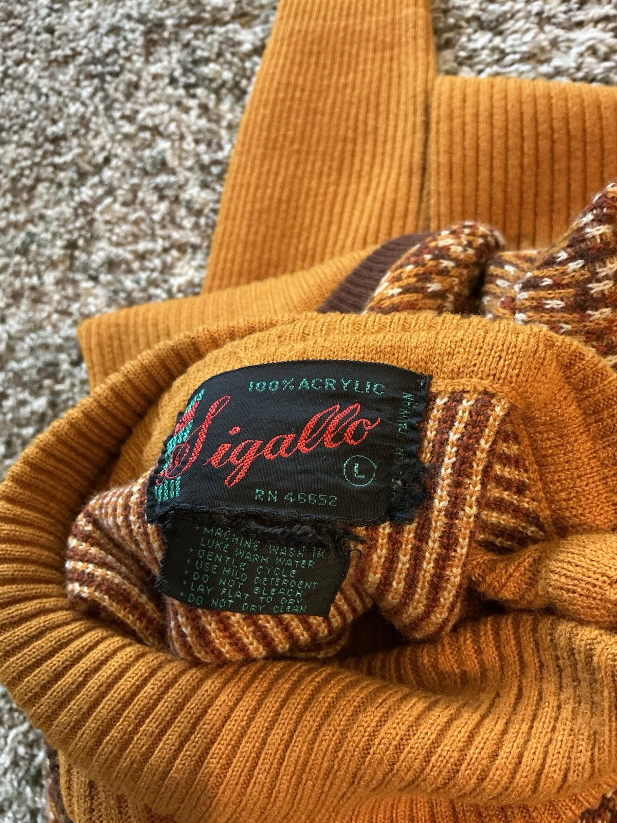Vintage Sigallo Sweater Fall Colors Large EUC