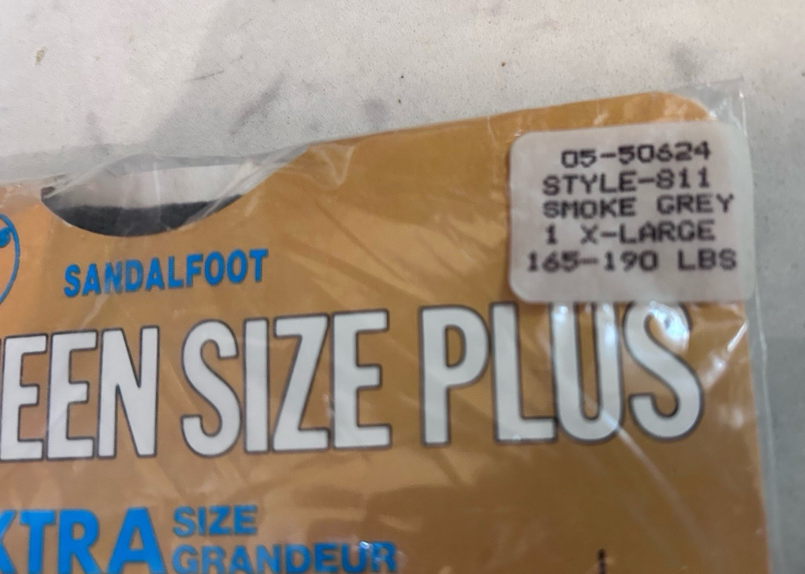 Vintage Cherie Queen Size Plus Sandalfoot Smoke Grey Pantyhose X-Large Nylon