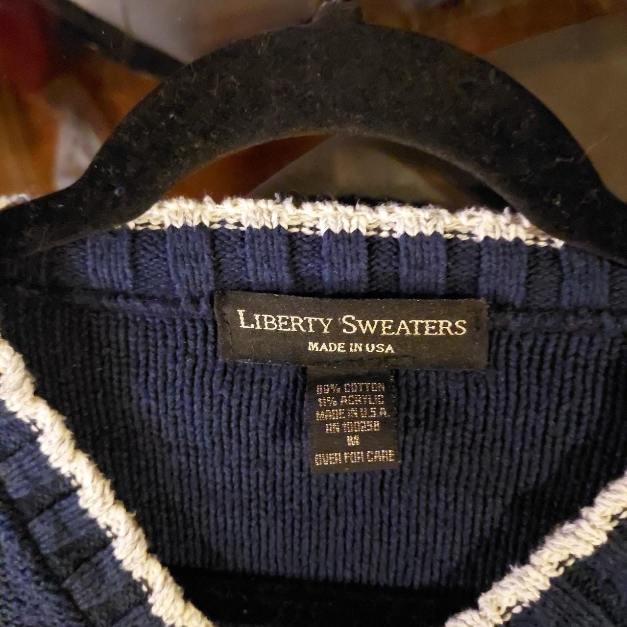 Vintage blue and grey made in 89% cotton USA sweater.