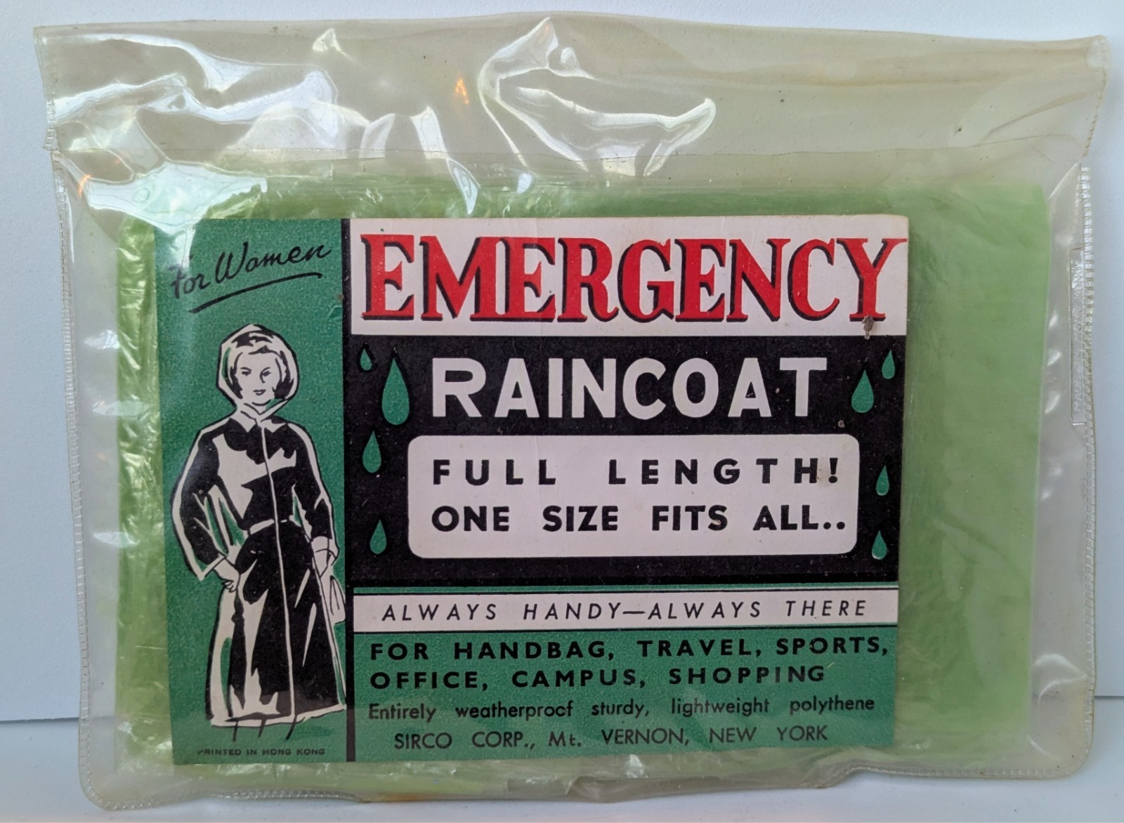 Emergency Raincoat – Vintage Ladies Full Length Raincoat With Hood One size