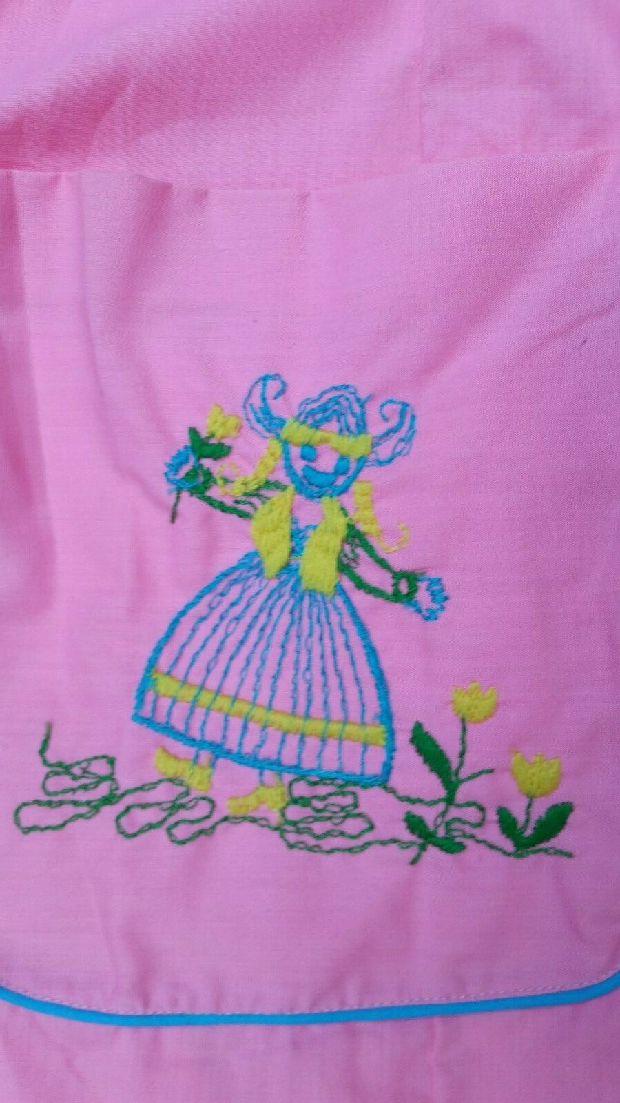 Vintage PLAZA 9 Pink Pinafore Babydoll Dress w/ Embroidered Pockets – Size S/M