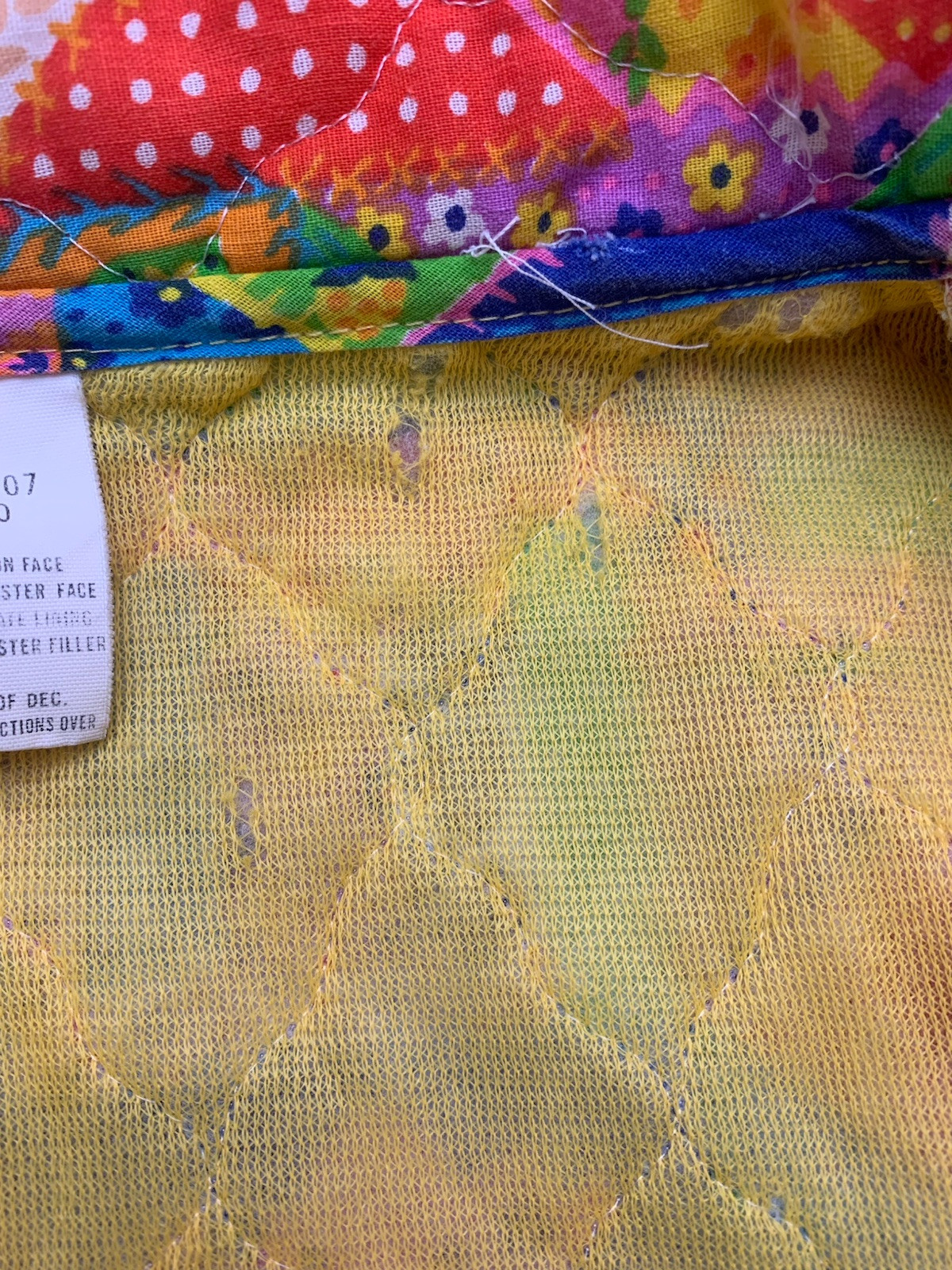 Vintage 1970s Patchwork Robe House Coat Cheater Quilt Psychedelic Funky Retro