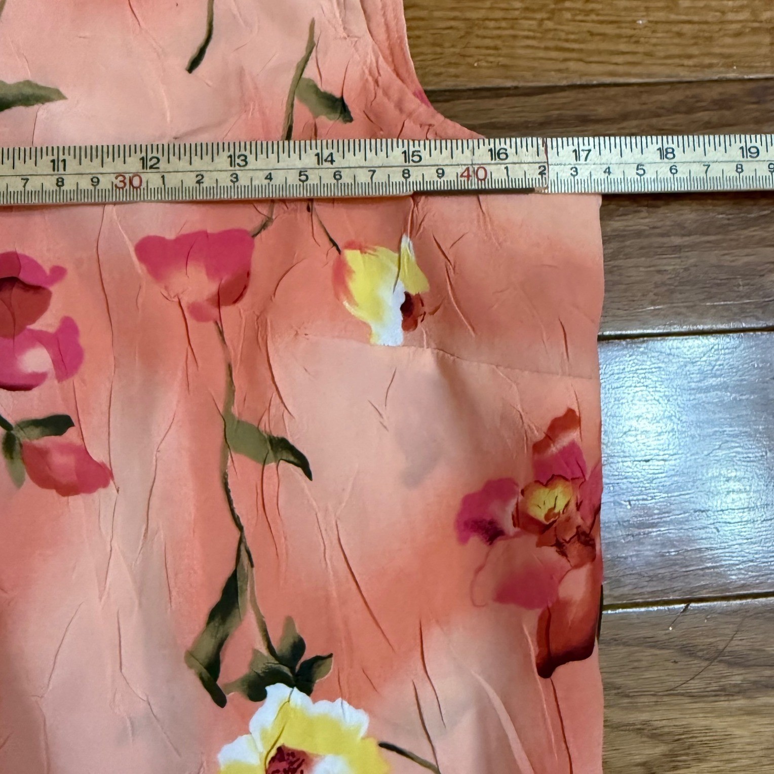 Vintage Peach Floral Crinkle Sleeveless Maxi Dress Pink Yellow Botanical