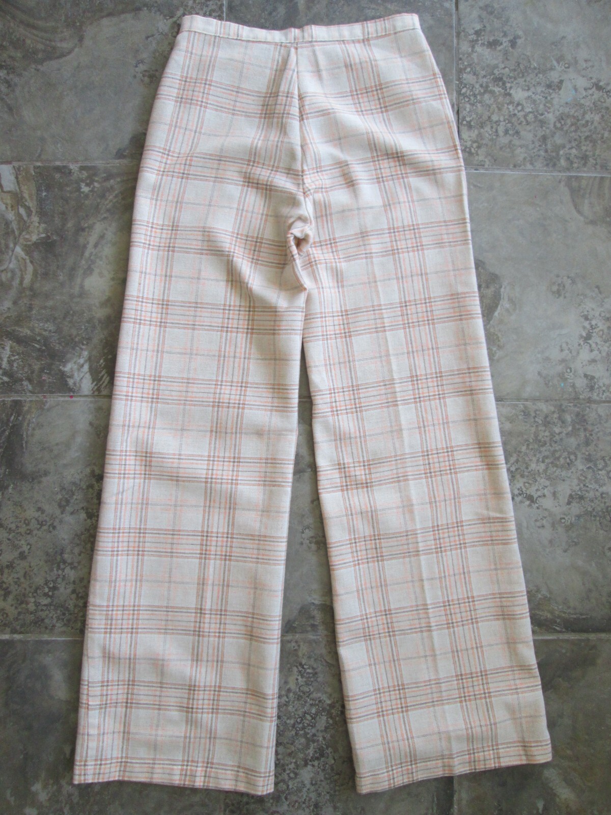 Vintage Montgomery Ward Pants 27×32 Wide Straight Leg High Rise Plaid Acrylic