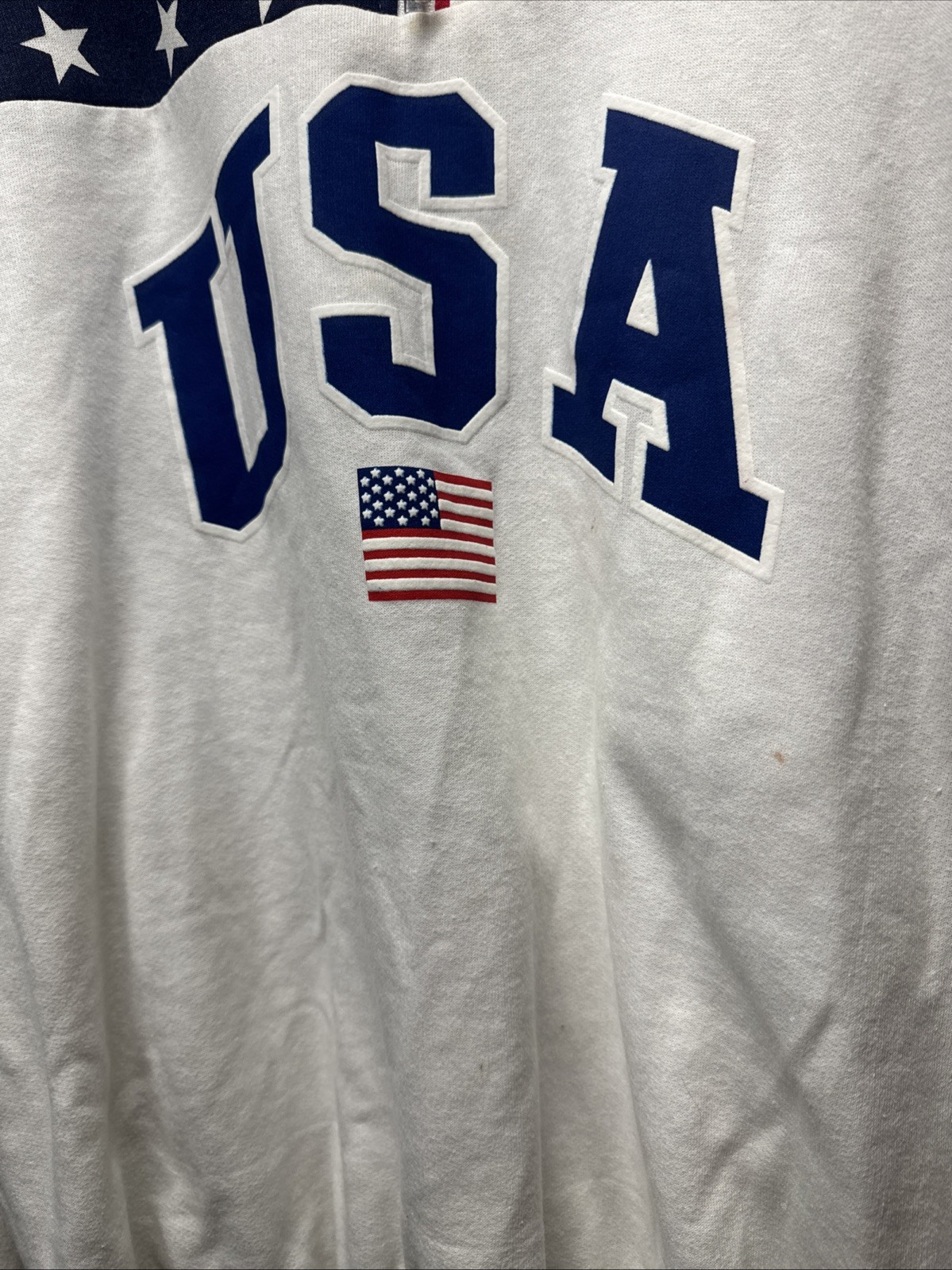 Vintage ESY Sport Wear USA Flag Women’s Sweatshirt Large Patriotic Merica
