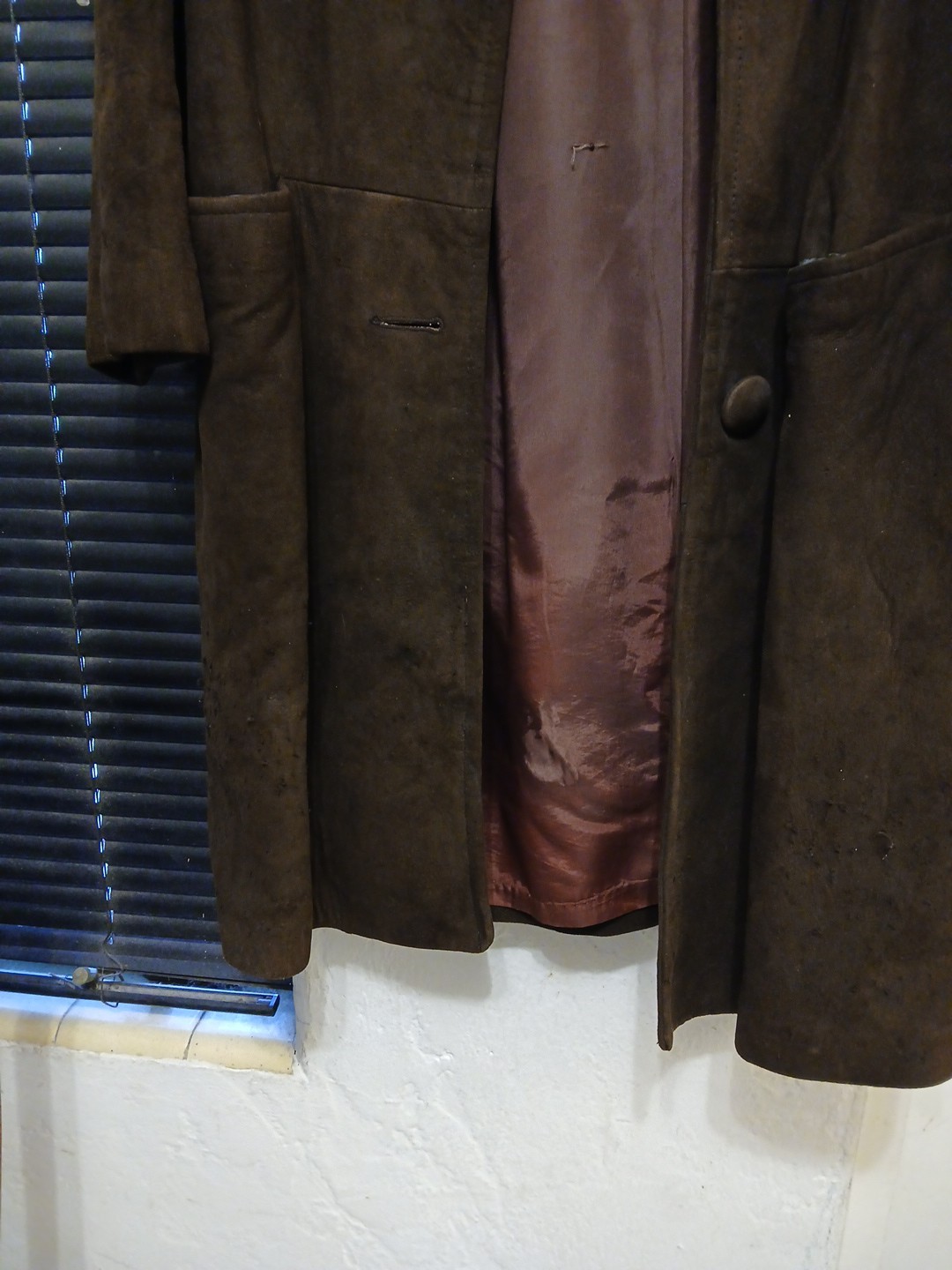 True Vintage Jordan Marsh Suede Leather Coat & Fur Collar Button Up Jacket Sz 16