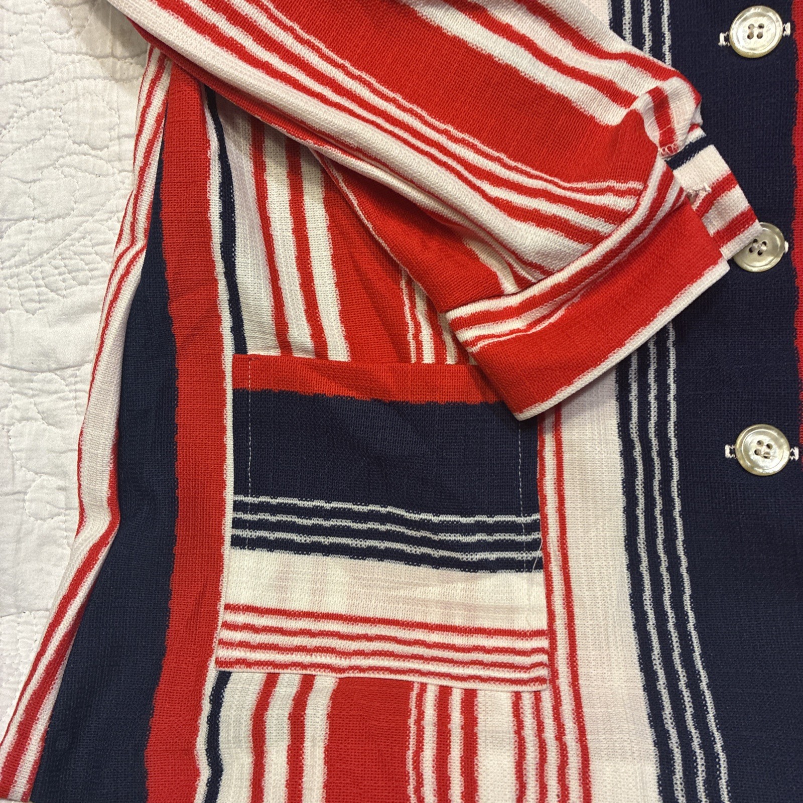 Vintage Barclay Square Striped Button-Up Jacket