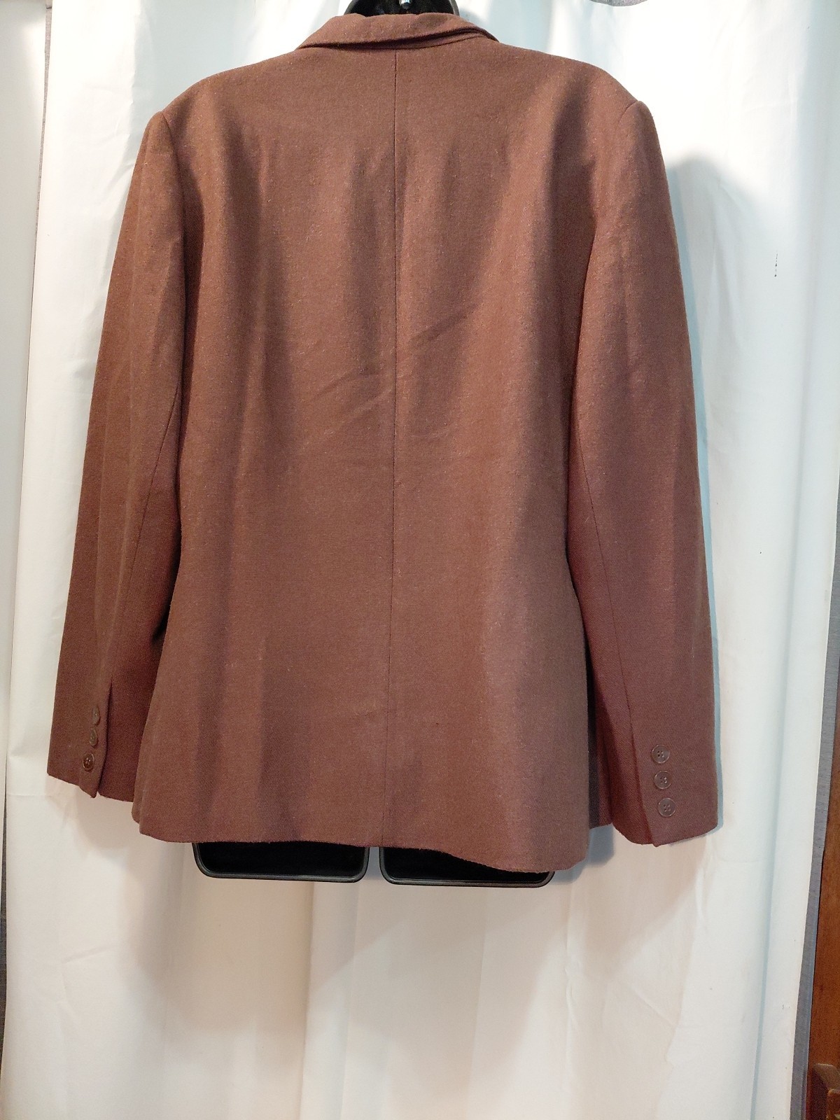 Vintage E.H. Woods Women’s Brown Wool Blend Cropped Double Breasted Blazer 12