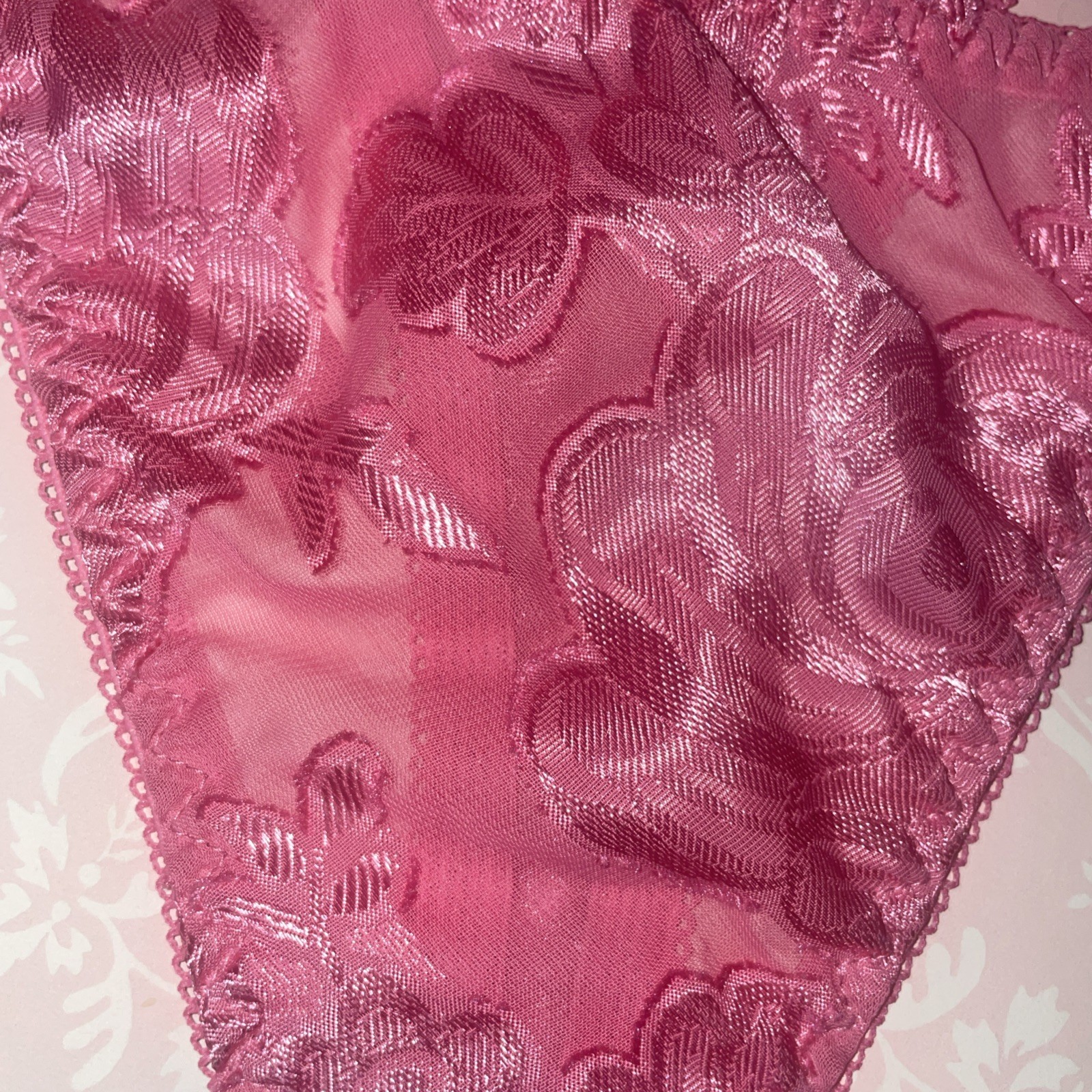 Thong String Bikini O/S Woman’s Panties Underwear BURNOUT Pink Semi Sheer