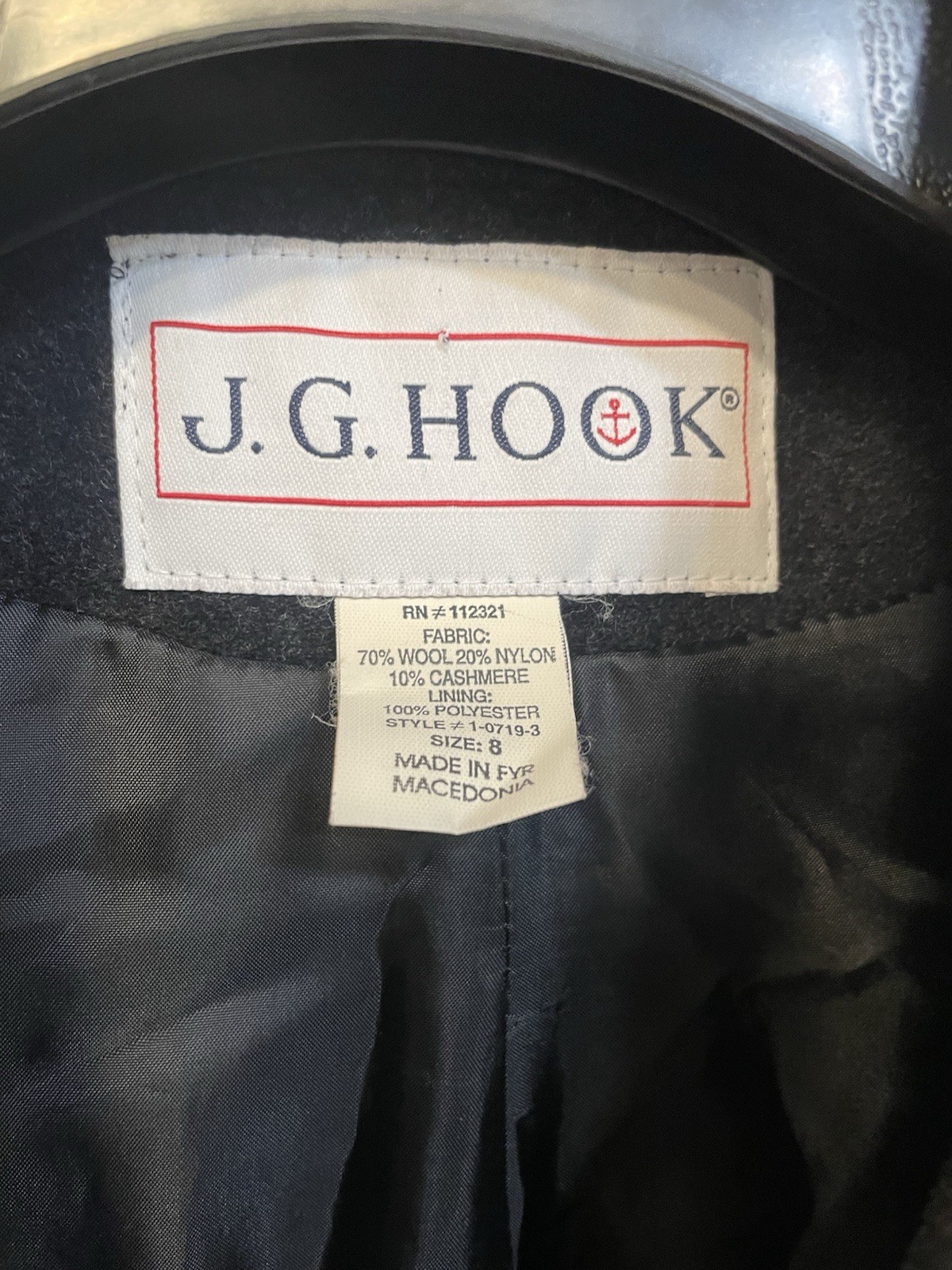 J.G. Hook Vintage Full Cut Wool/nylon/cashmere Coat Size 8