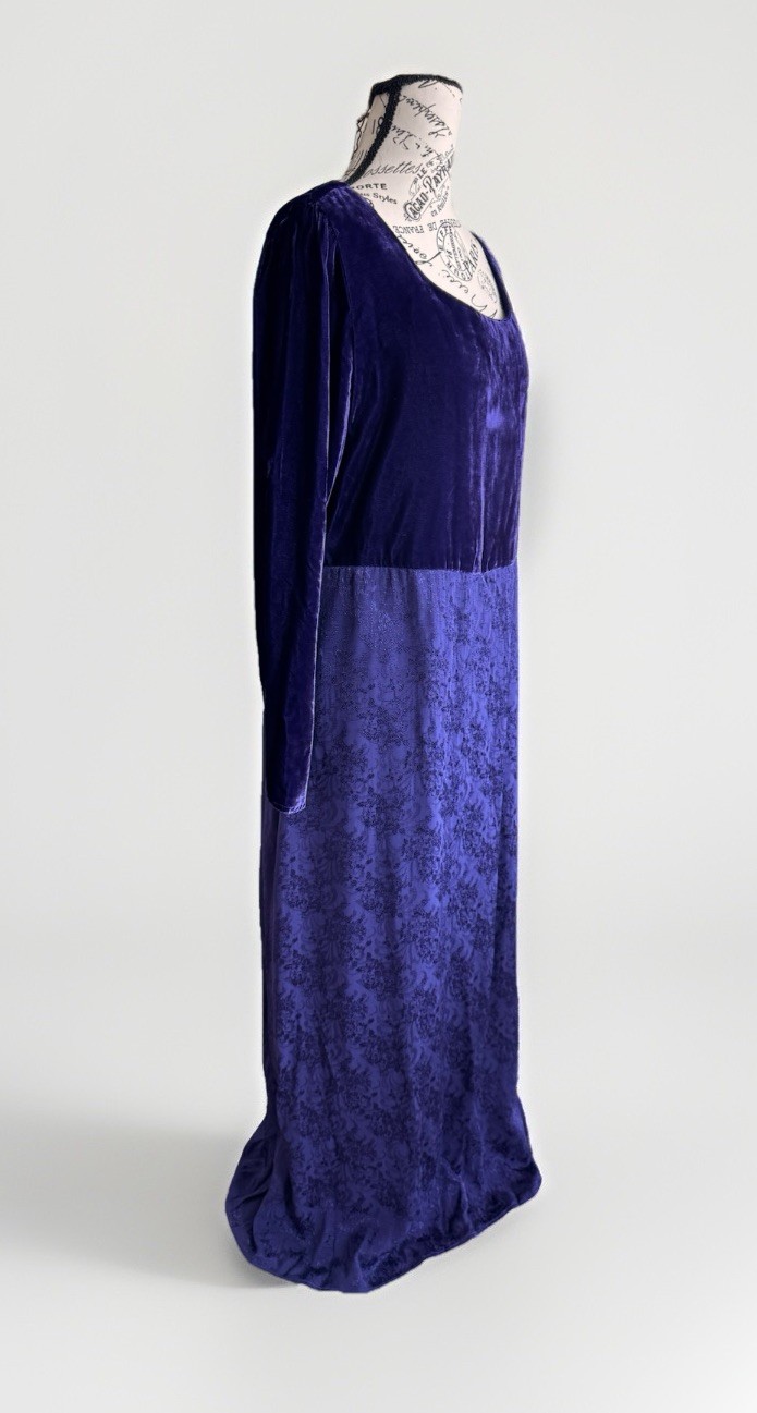 Vintage 90s Moda International Purple Whimsy Goth Velvet Maxi Dress Made USA L