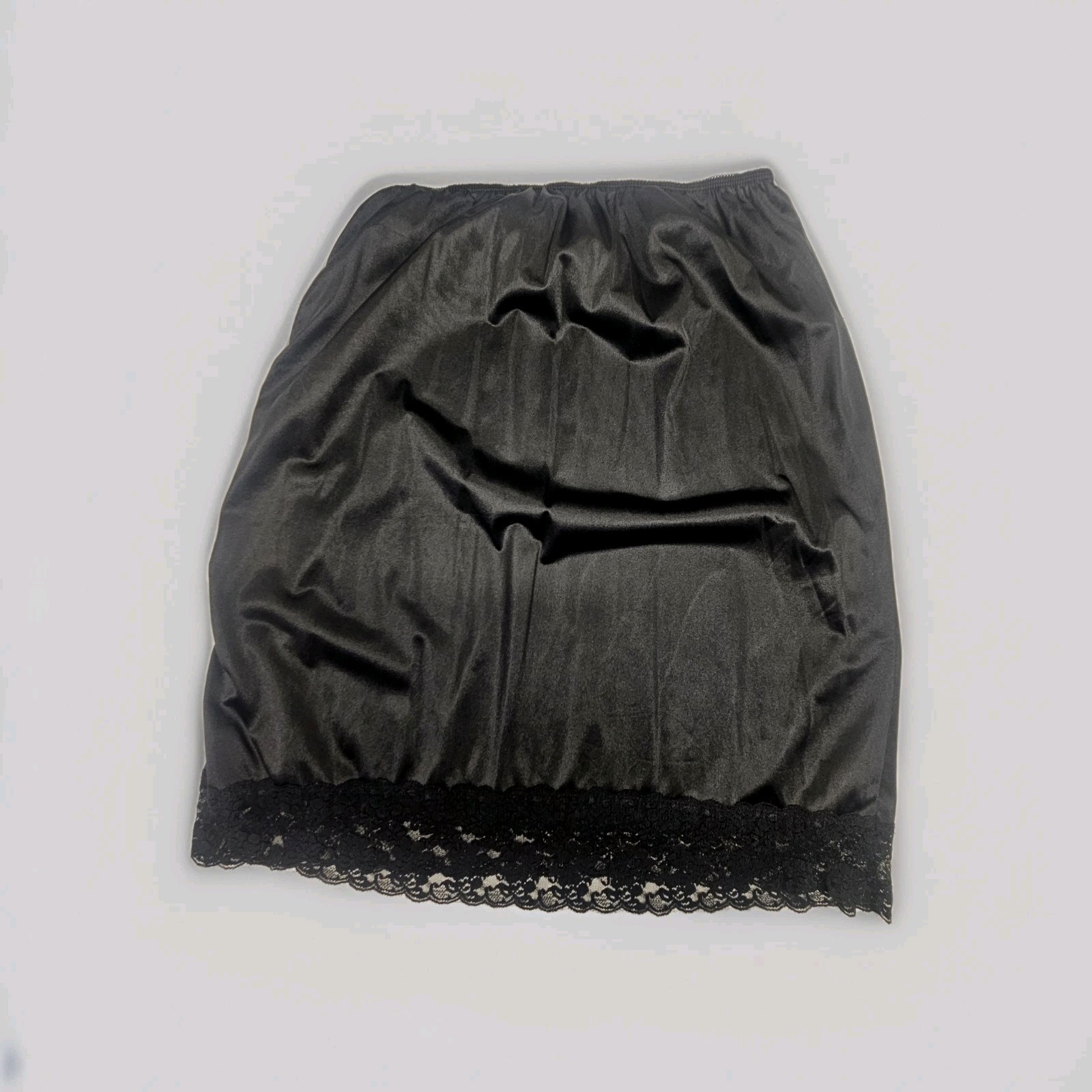 Vintage Women’s Black Mel-Lin Nylon Camisole Slip Set Lace Trim XL Glam Pin Up