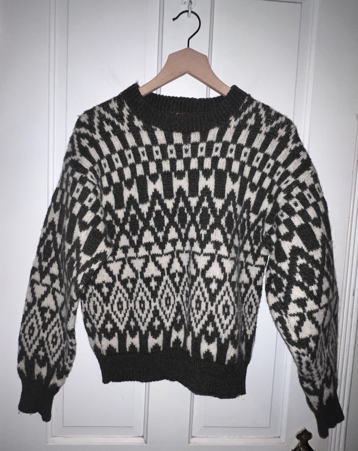 Vintage Alps 100% Pure Wool Mens L Cream FairIsle Nordic Knit excellent M